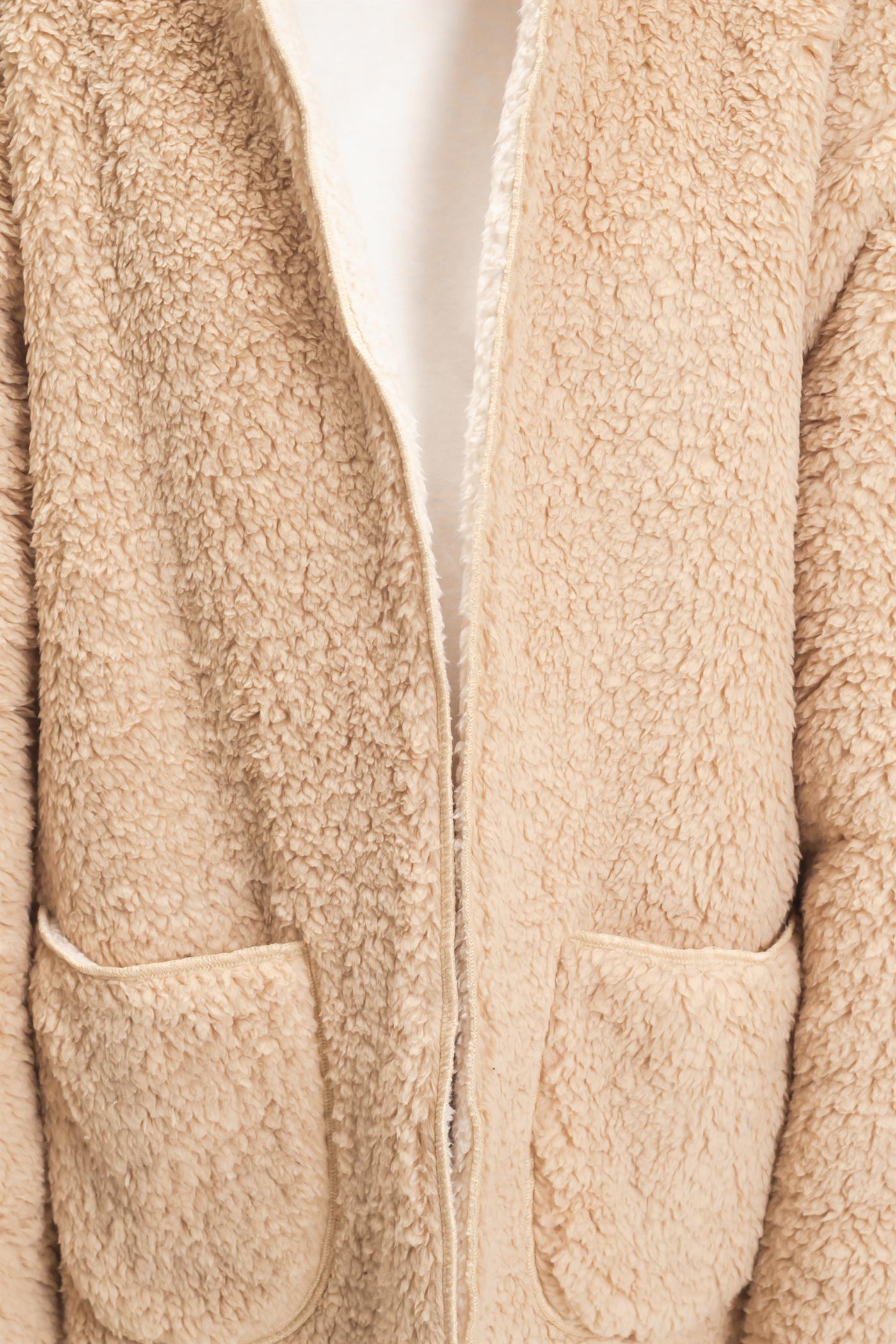 Wholesale Hooded Sherpa Jacket Coats & Jackets HF26E874 LIGHT BEIGE HYFVE
