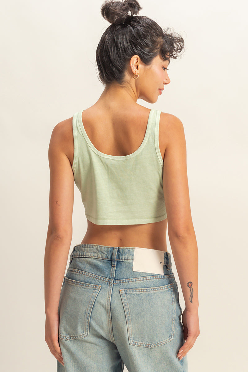 Wholesale Sleeveless Scoop Neck Crop Top Clothing Tops DZ22C809 PASTEL GREEN DOUBLE ZERO