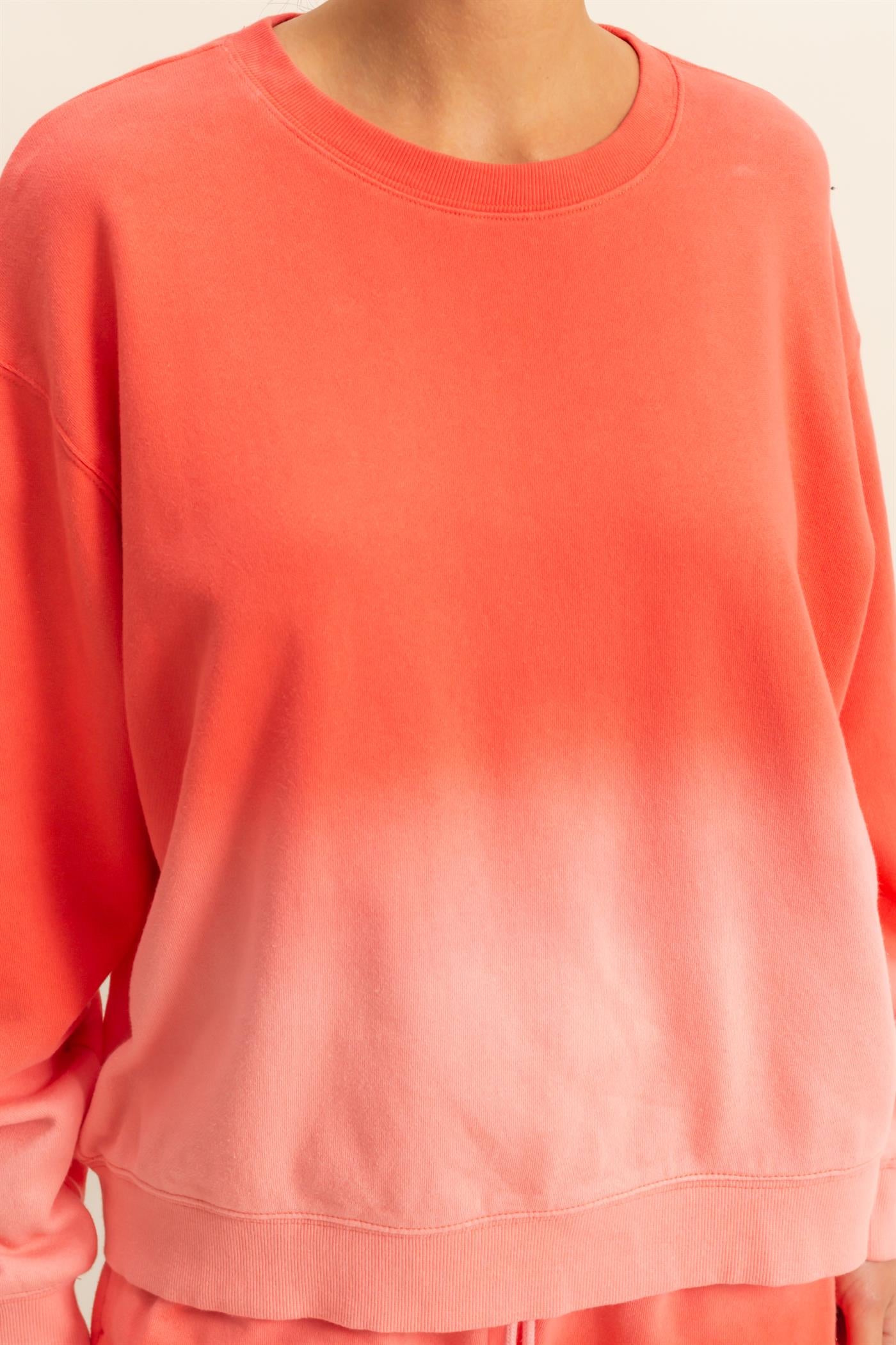 Wholesale Dip Dye Long Sleeve Sweatshirt Sweatshirts DZ25E070 CORAL DOUBLE ZERO