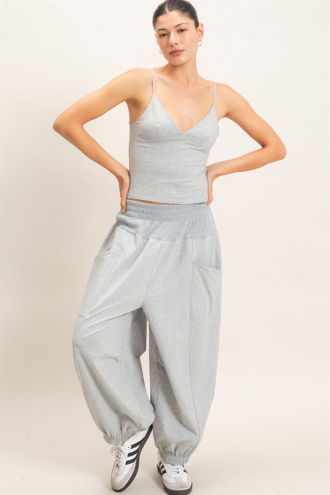 Wholesale Elastic Waistband Jogger Pants Joggers HF26F295 HEATHER GRAY HYFVE