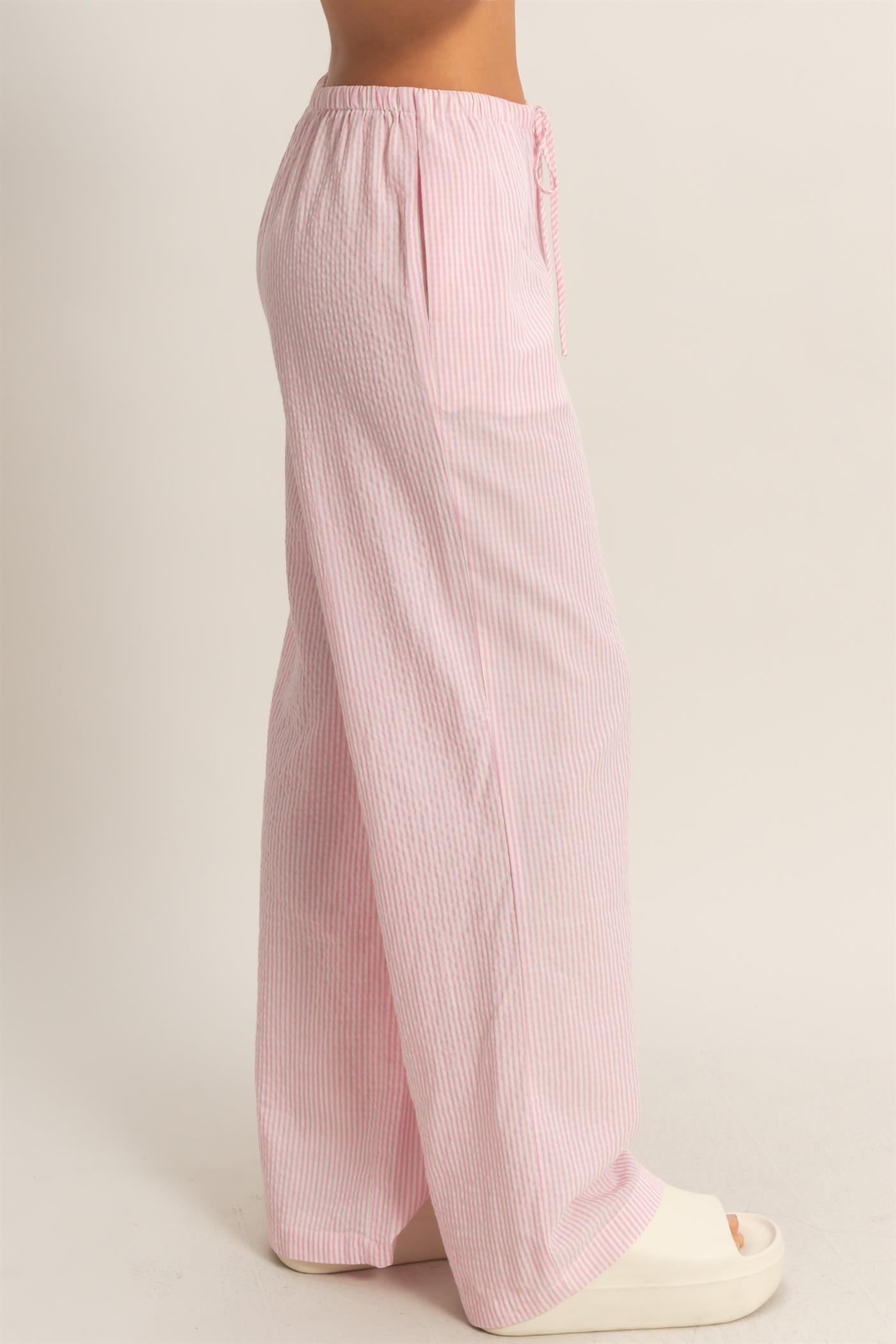 Wholesale Striped Wide Leg Pants Pants DZ26A752 PINK DOUBLE ZERO
