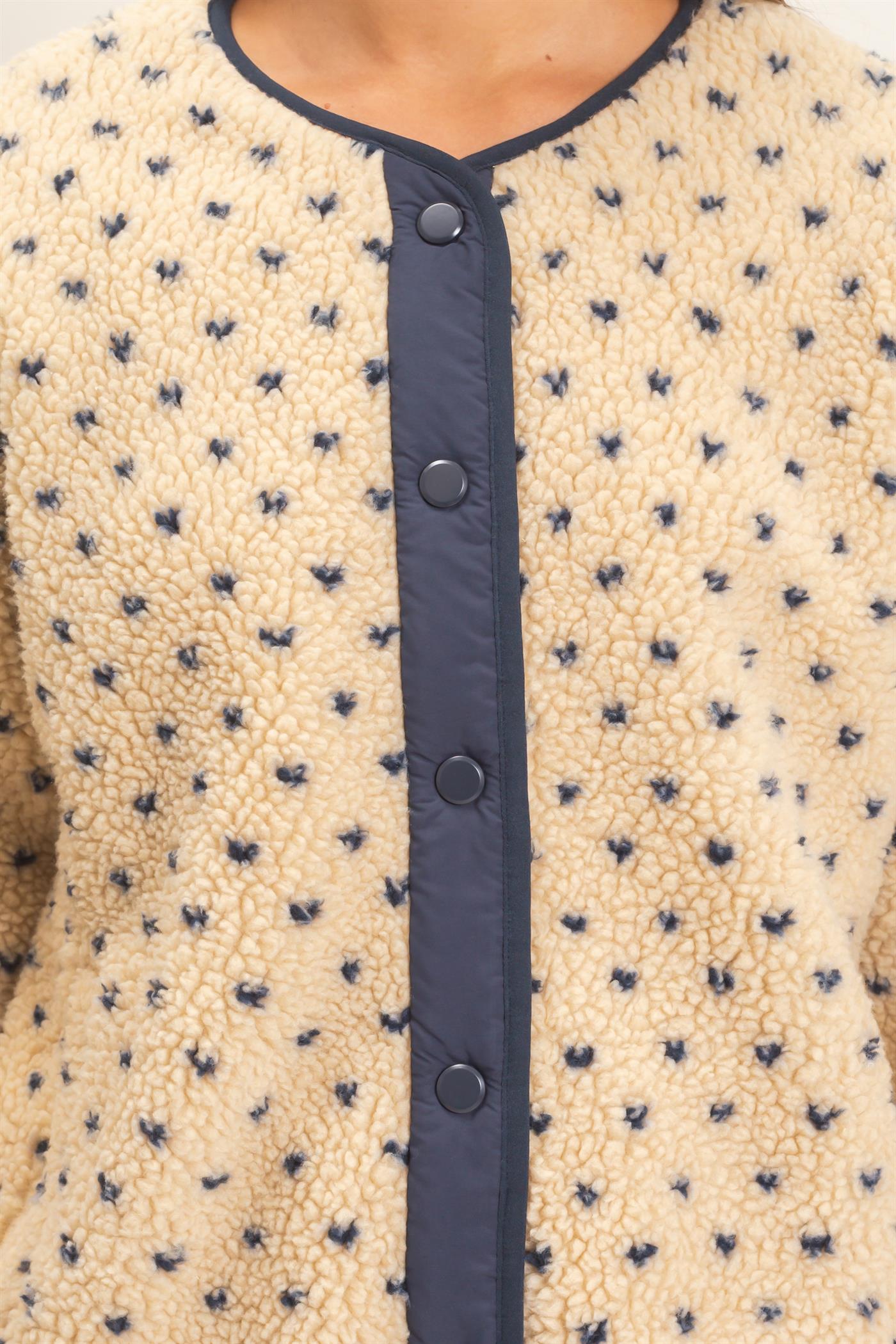Wholesale Polka Dot Sherpa Jacket Coats & Jackets DZ26F160 NAVY DOUBLE ZERO