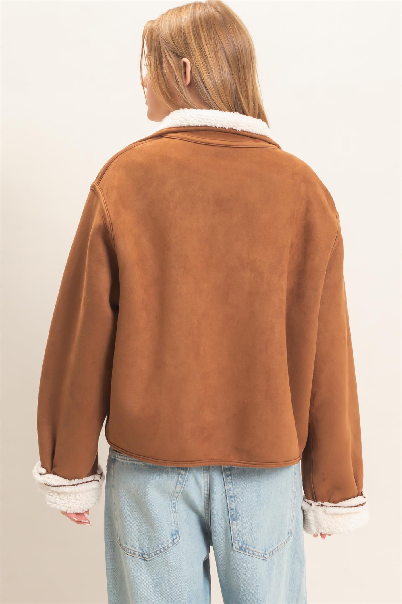 Wholesale Reversible Faux Suede & Sherpa Jacket Coats & Jackets HF26E718 CAMEL HYFVE