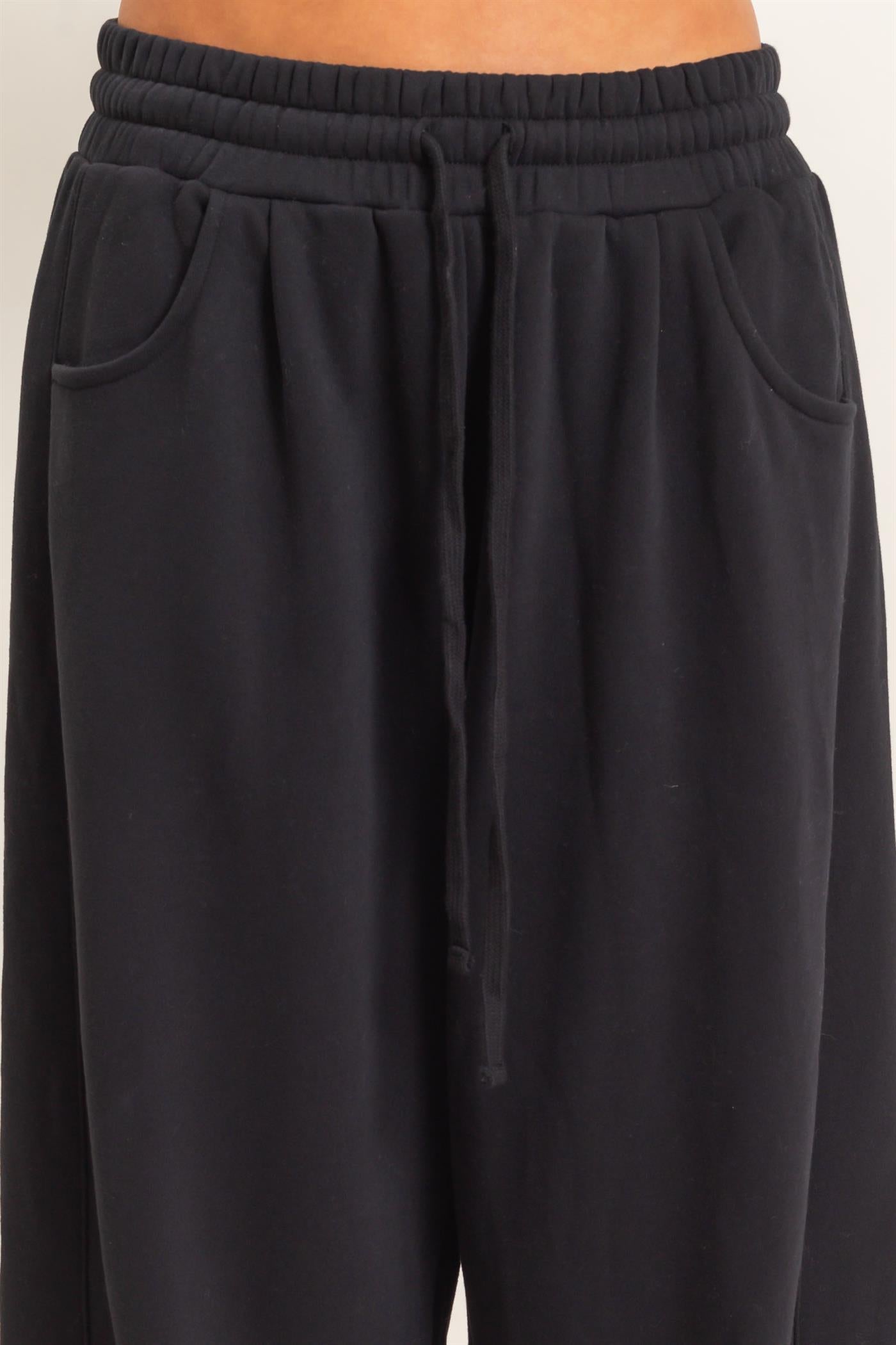Wholesale Drawstring Waist Barrel Sweatpants Pants DZ26E290 BLACK DOUBLE ZERO