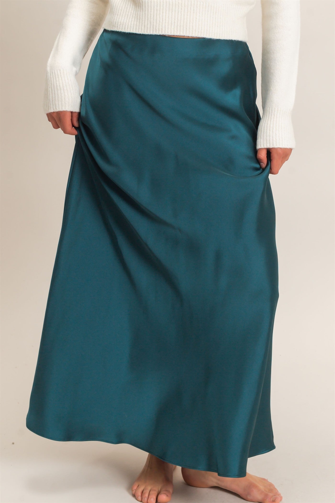 Wholesale Satin Maxi Skirt Skirts DZ26C970 DARK TEAL DOUBLE ZERO
