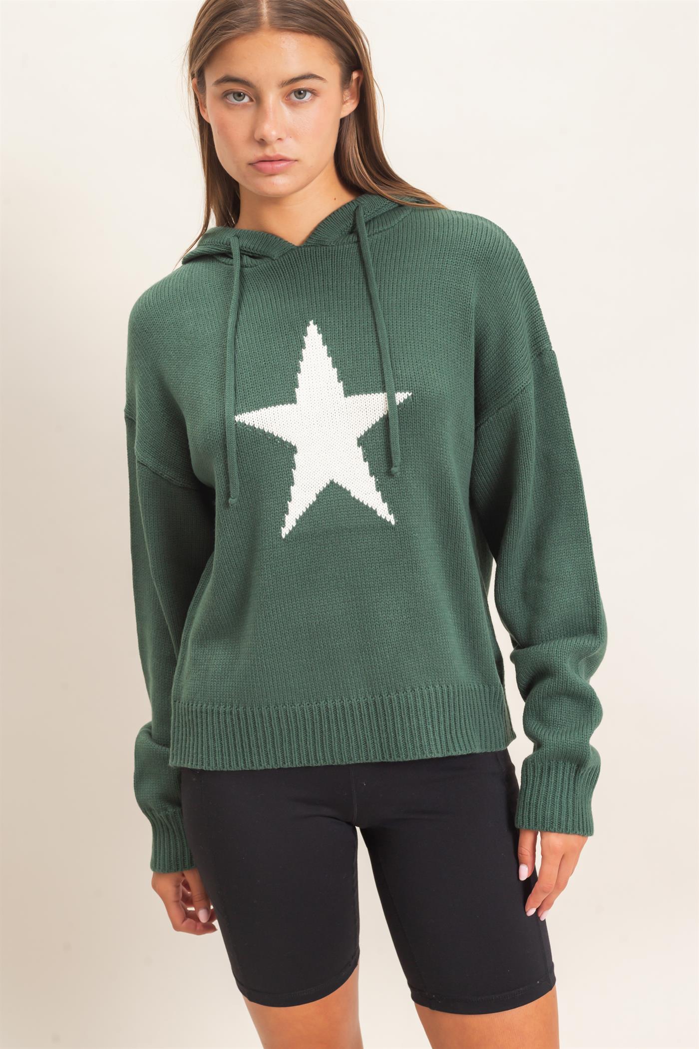 Wholesale Star Hooded Sweater Hoodies DZ26E811 DARK GREEN DOUBLE ZERO
