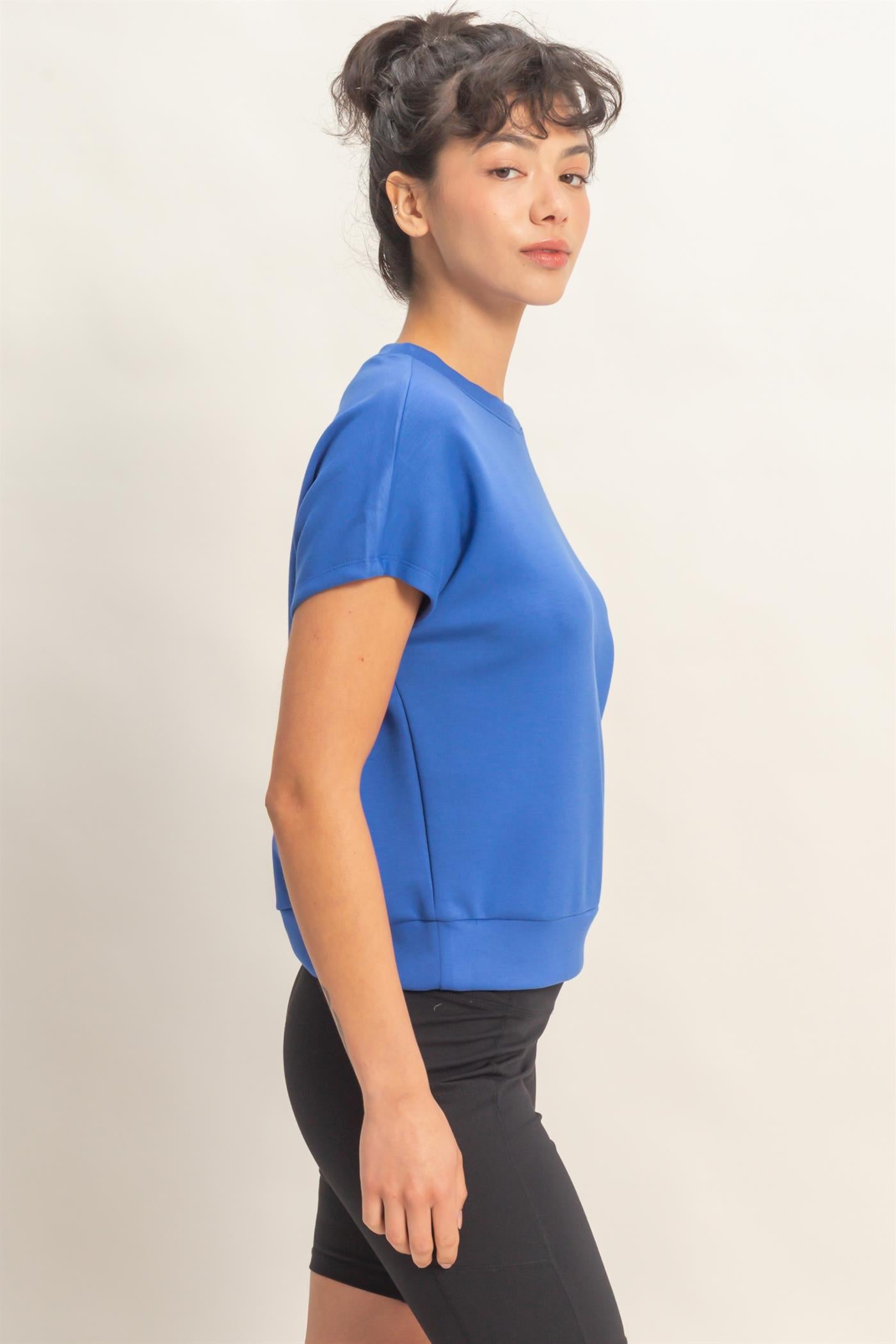 Wholesale Crew Neck Short Dolman Sleeve Top Clothing Tops DZ26C205 COBALT DOUBLE ZERO