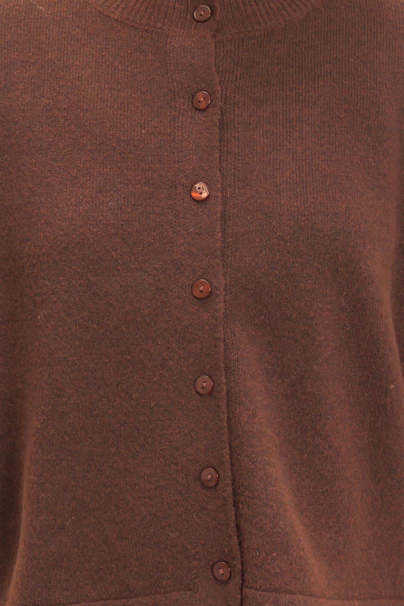 Wholesale Drop Shoulder Short Sleeve Cardigan Cardigans DZ26E238 DARK BROWN DOUBLE ZERO