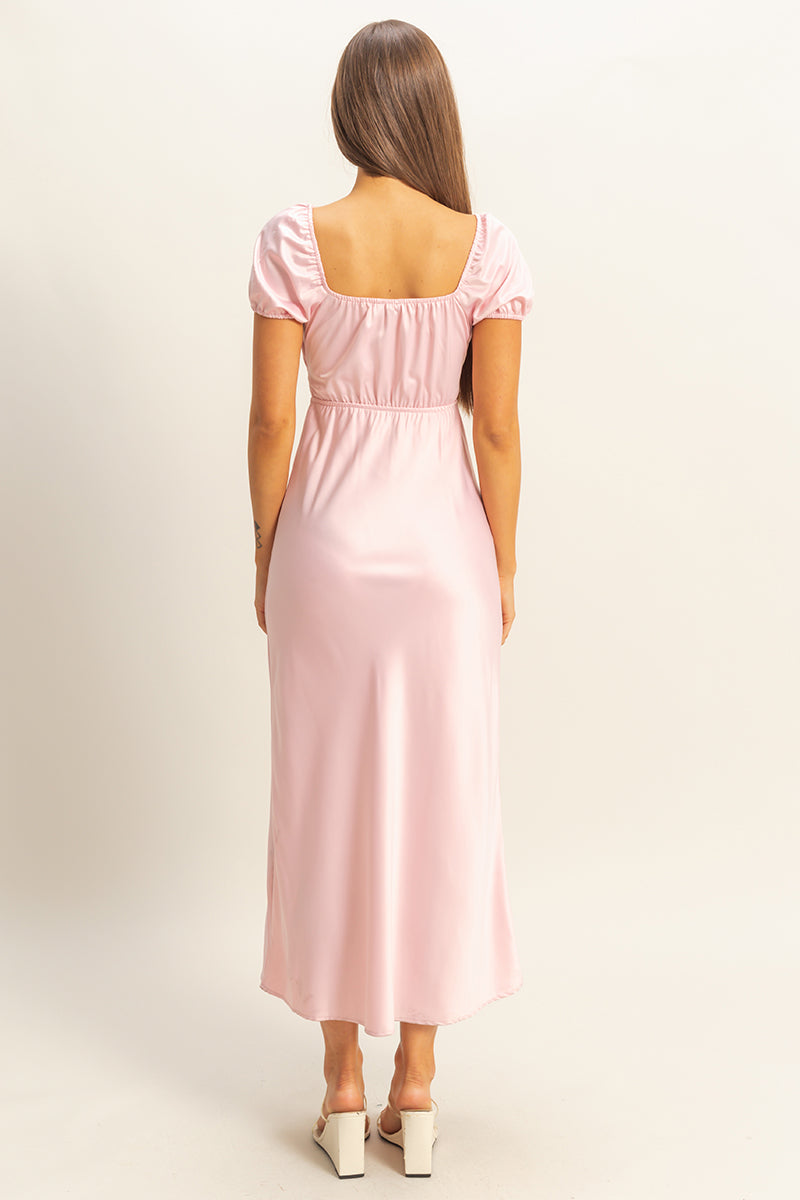 Wholesale Front Tie Maxi Dress Dresses FS22E780 PINK HYFVE