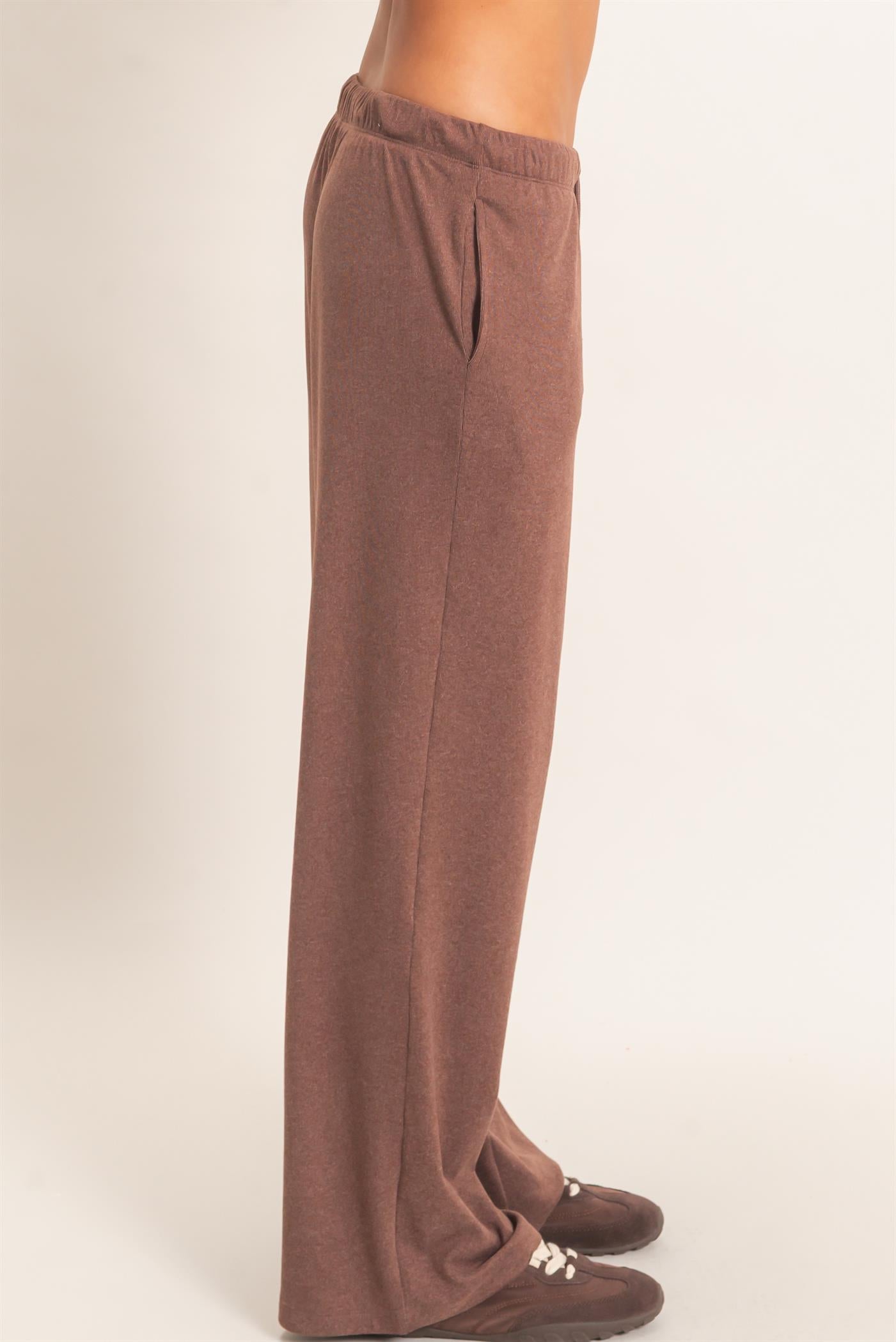 Wholesale Wide Leg Pants With Drawcord Pants DZ26E288 DARK BROWN DOUBLE ZERO