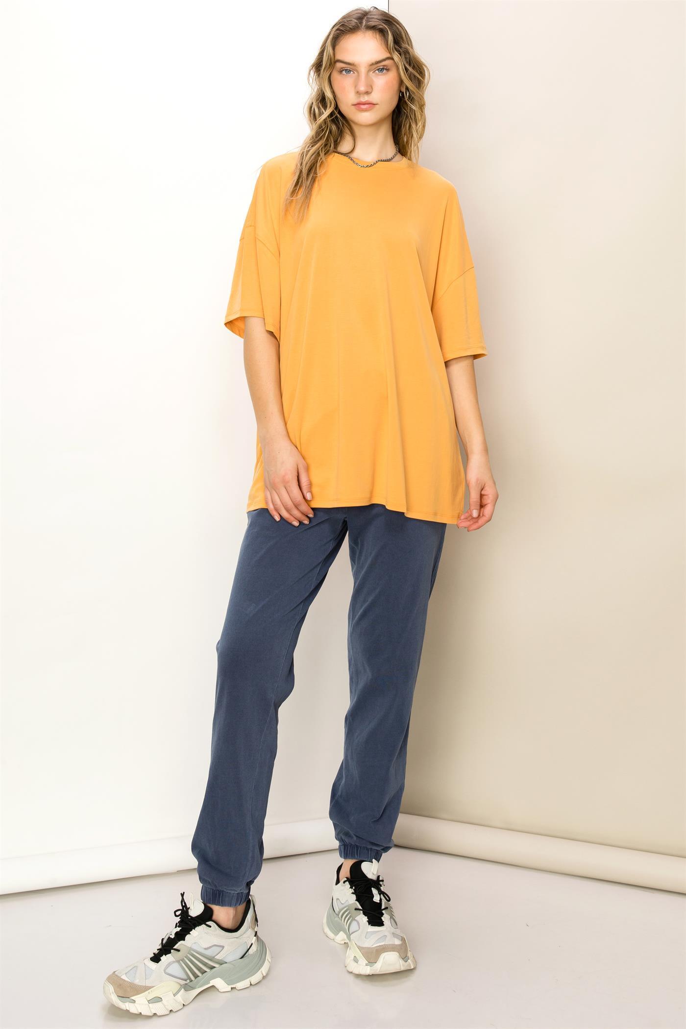 Wholesale Oversized T-Shirt Clothing Tops DZ23A960 CARAMEL DOUBLE ZERO