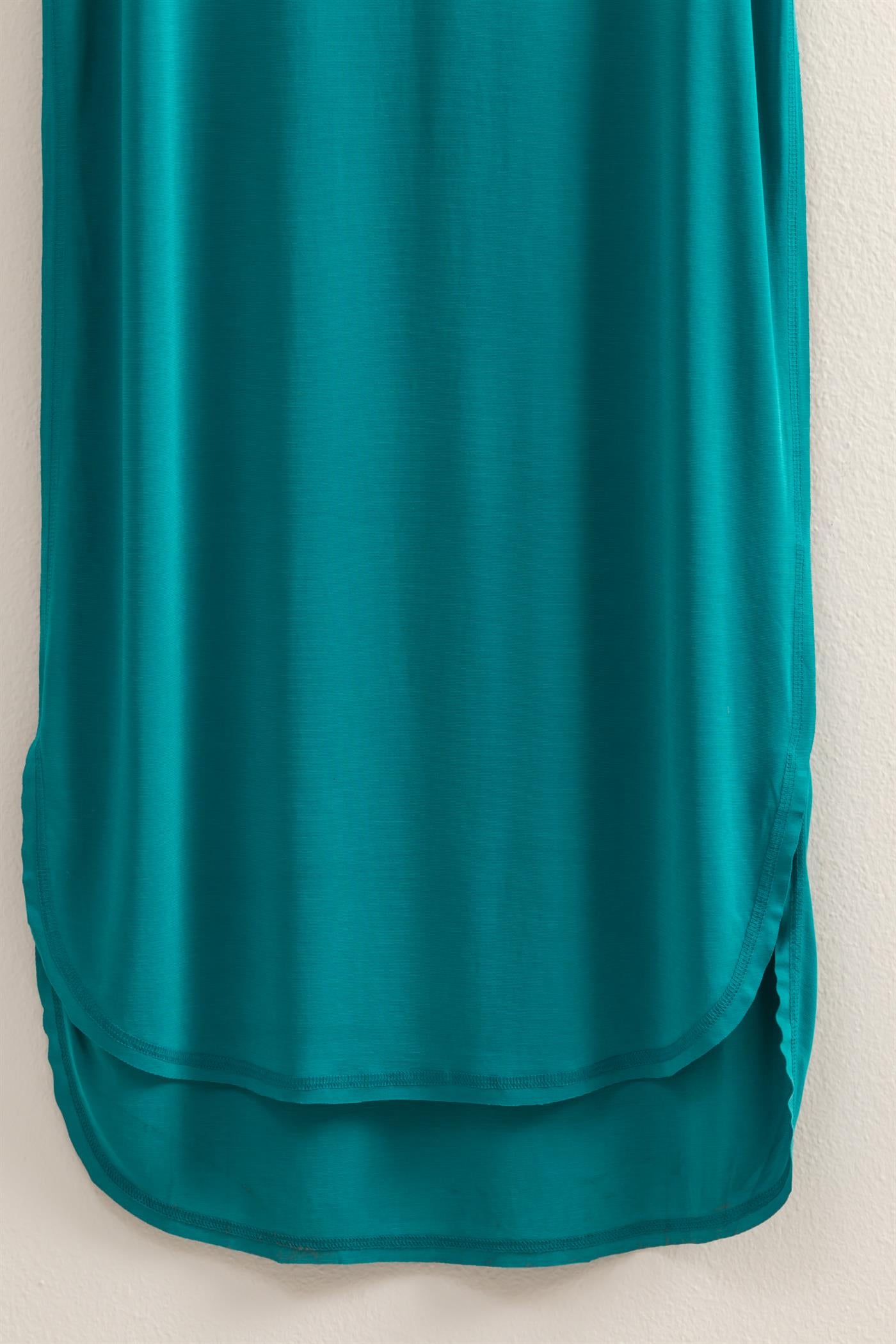 Wholesale Soft High Low Midi Dress  With Round Hem Dresses DZ25E307 TEAL DOUBLE ZERO