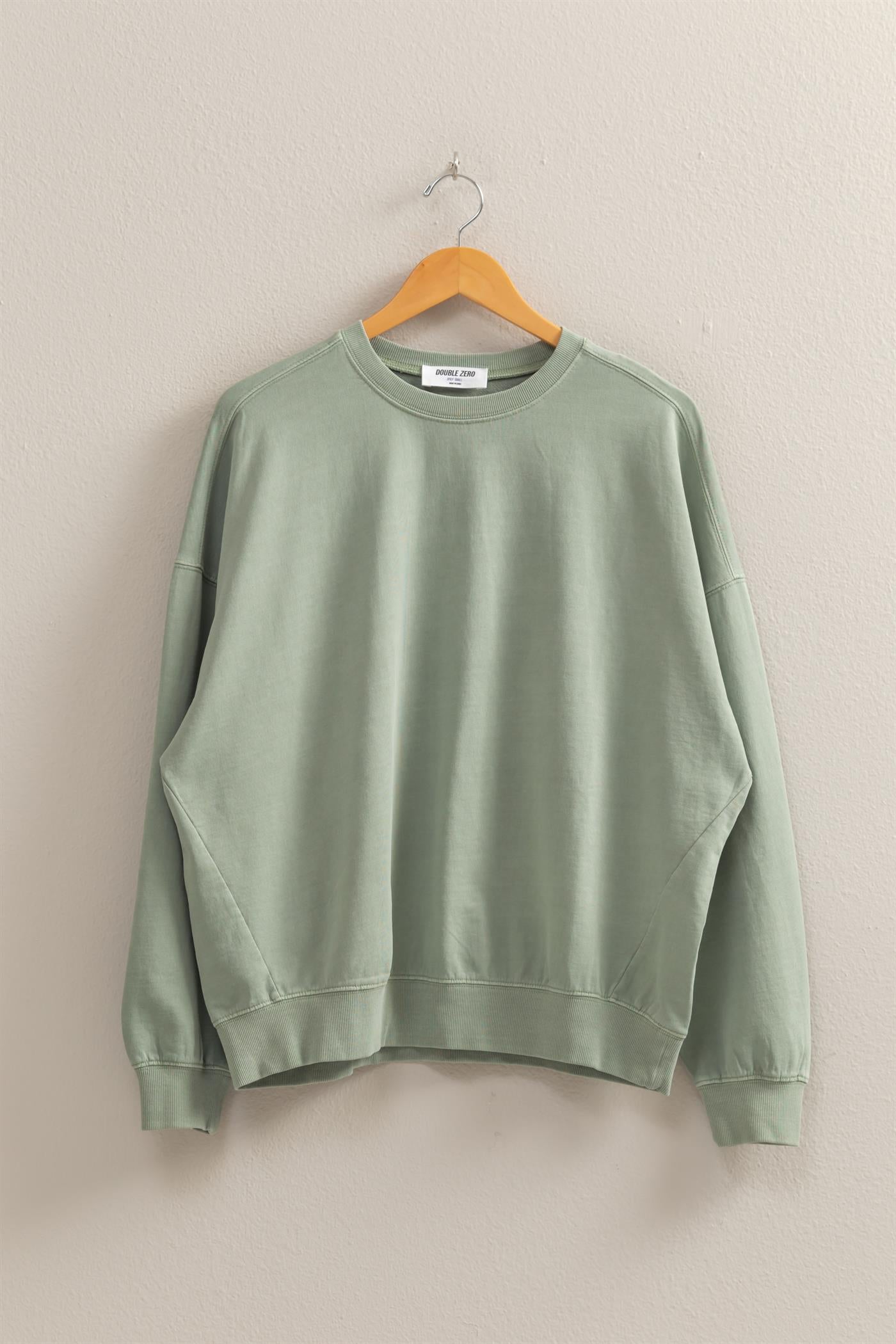 Wholesale Warm Long Sleeve French Terry Sweatshirt Sweatshirts DZ25C733 SAGE GREEN HYFVE