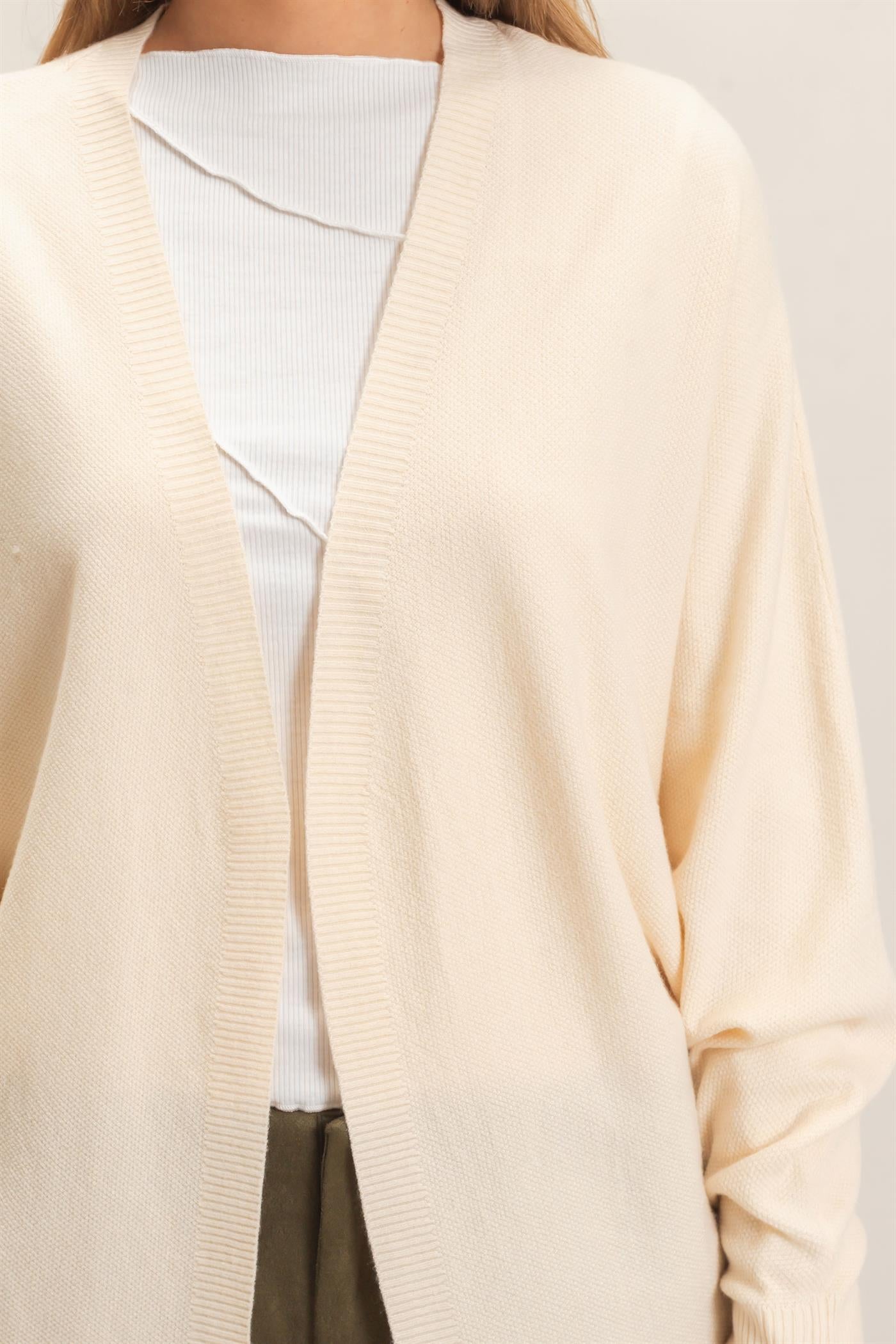 Wholesale Open Front Knit Cardigan Cardigans HF26E834 CREAM WHITE HYFVE