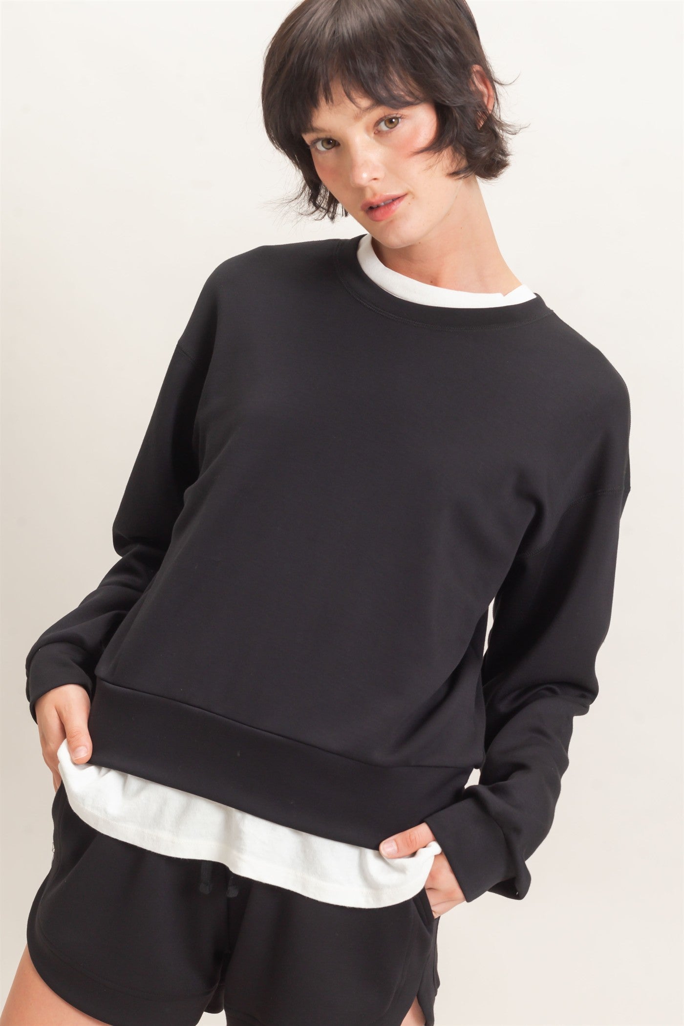 Wholesale Crew Neck Sweatshirt Sweatshirts DZ26C966 BLACK DOUBLE ZERO