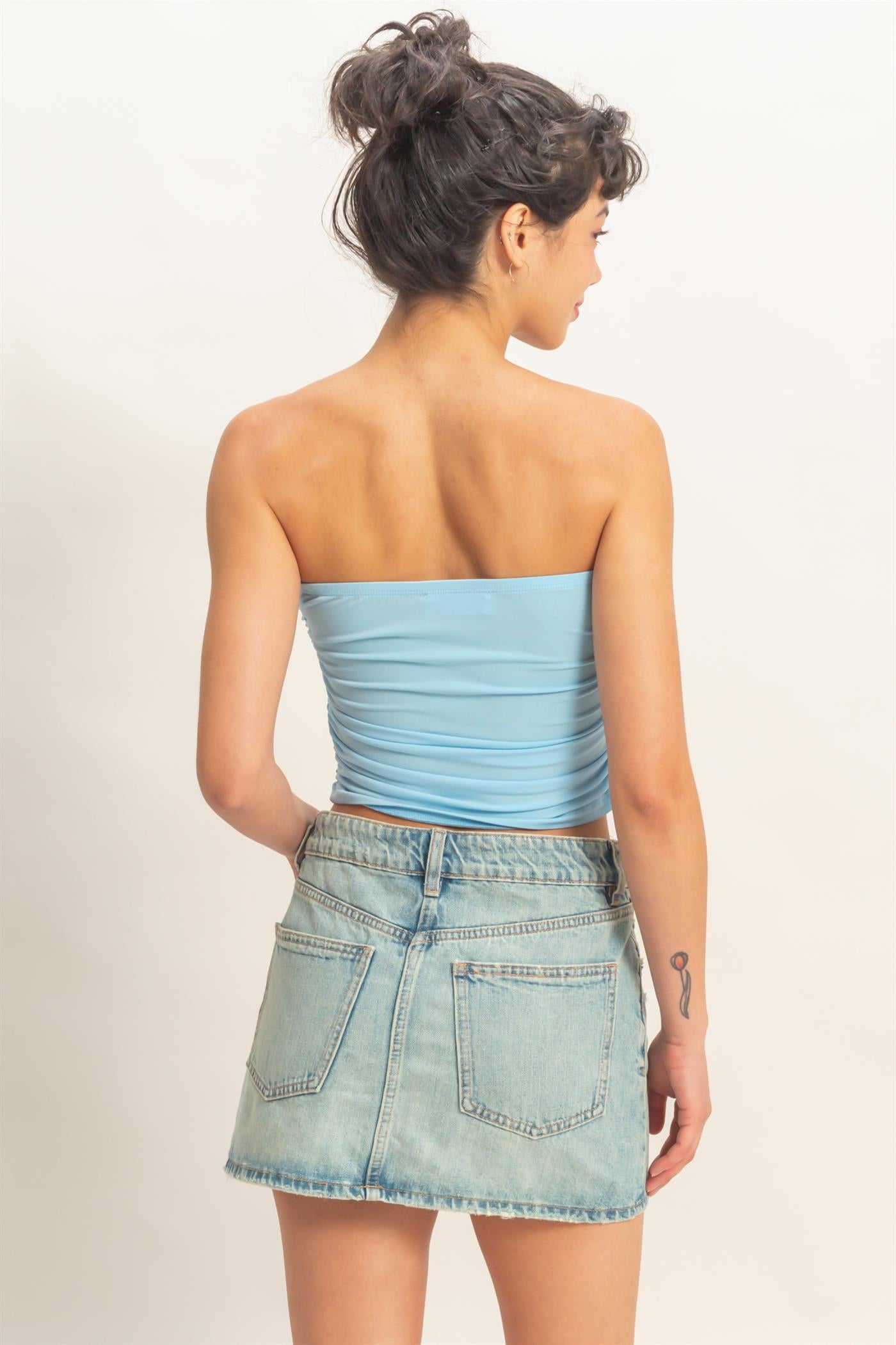 Wholesale Ruched Bandeau Top Clothing Tops DZ26C334 BLUE DOUBLE ZERO