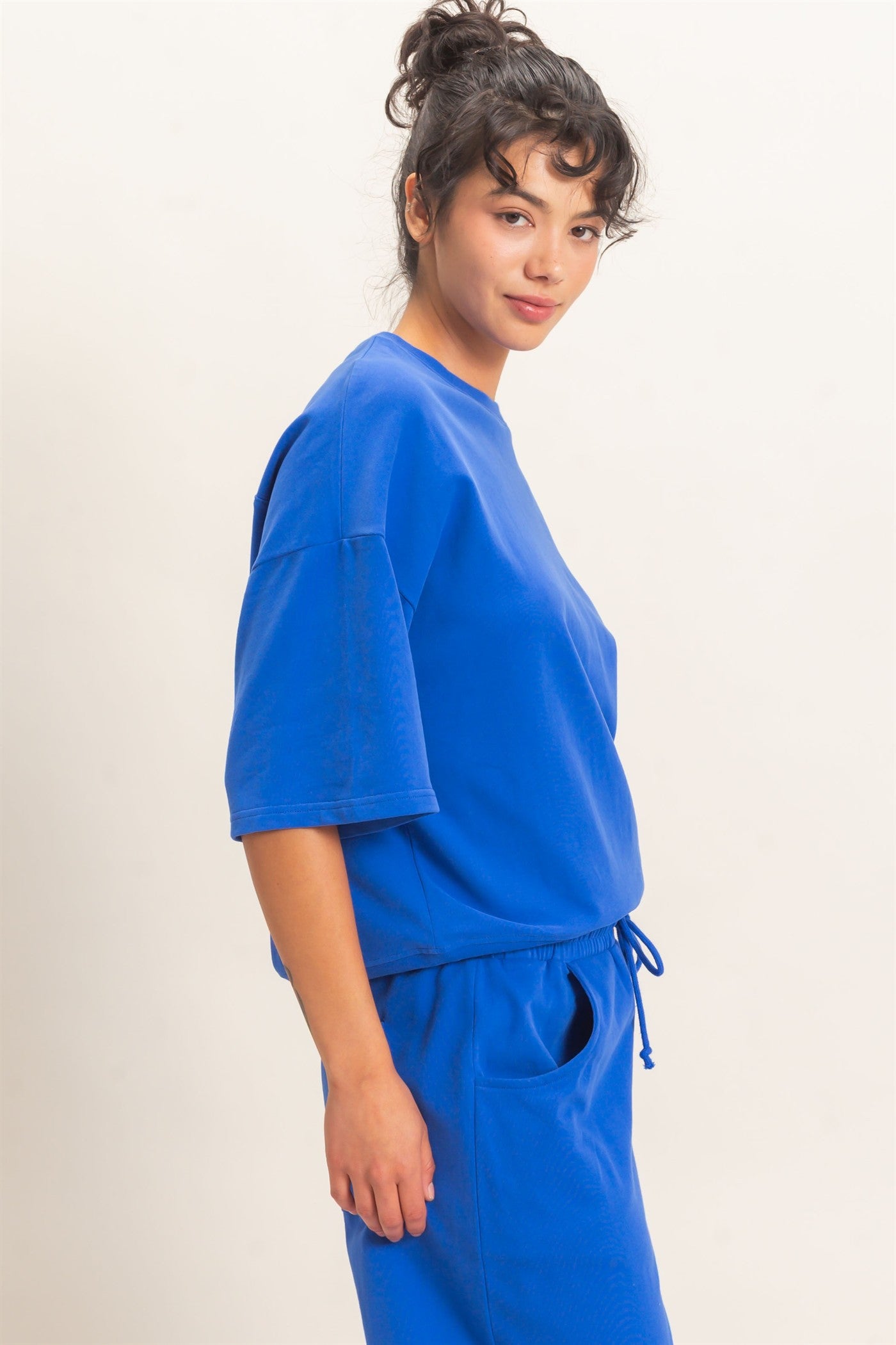 Wholesale Washed Crew Neck Short Sleeve Top Clothing Tops DZ26E381 COBALT DOUBLE ZERO