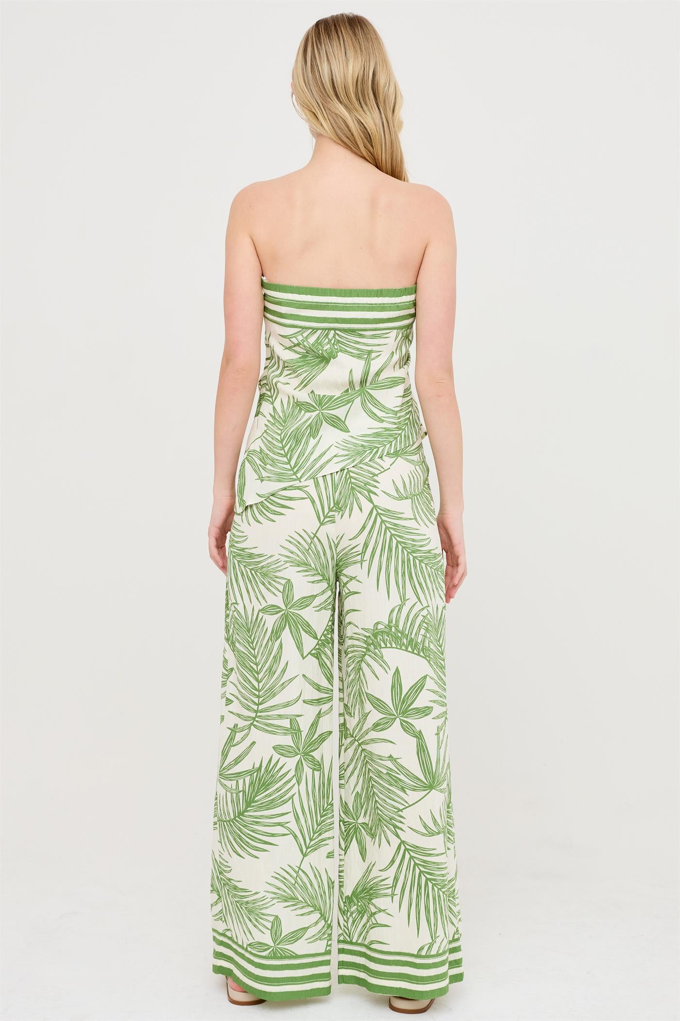 Wholesale Strapless Top & Wide-Leg Pants Set Clothing HF26C248-SET-D GREEN HYFVE