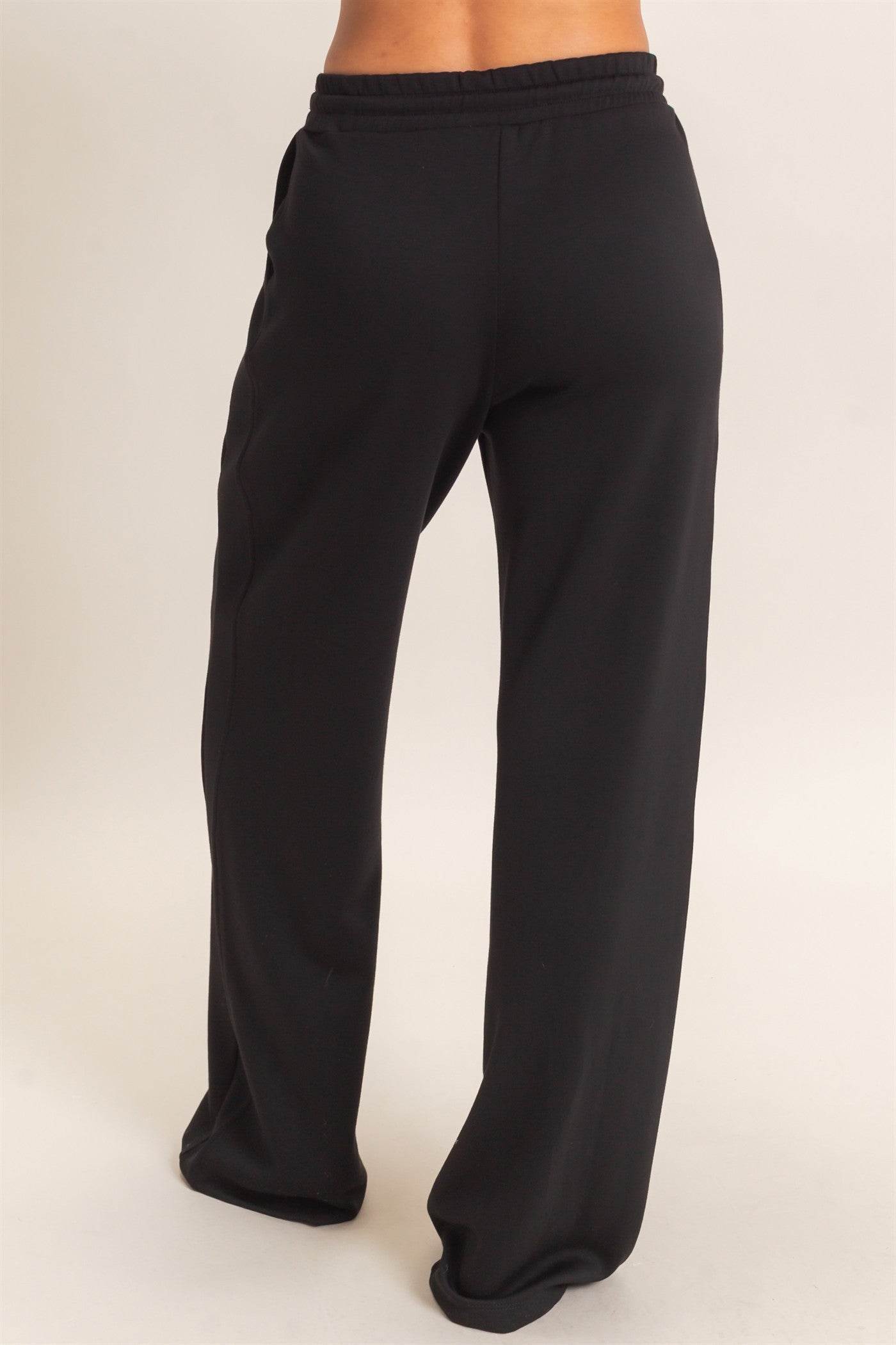 Wholesale Elastic Waist Straight Leg Pants Pants DZ26C969 BLACK DOUBLE ZERO