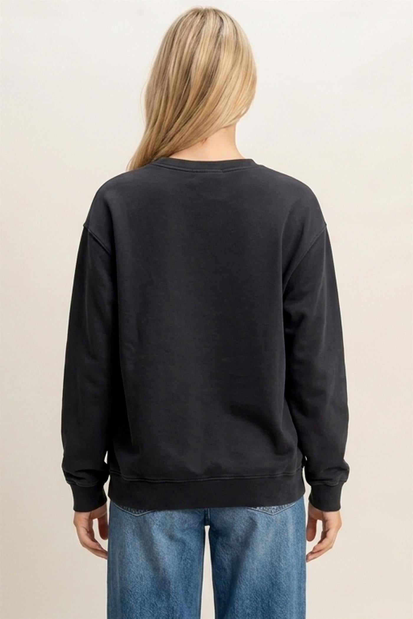 Wholesale Mineral Wash Crew Neck Sweatshirt Sweatshirts DZ26E990 BLACK DOUBLE ZERO