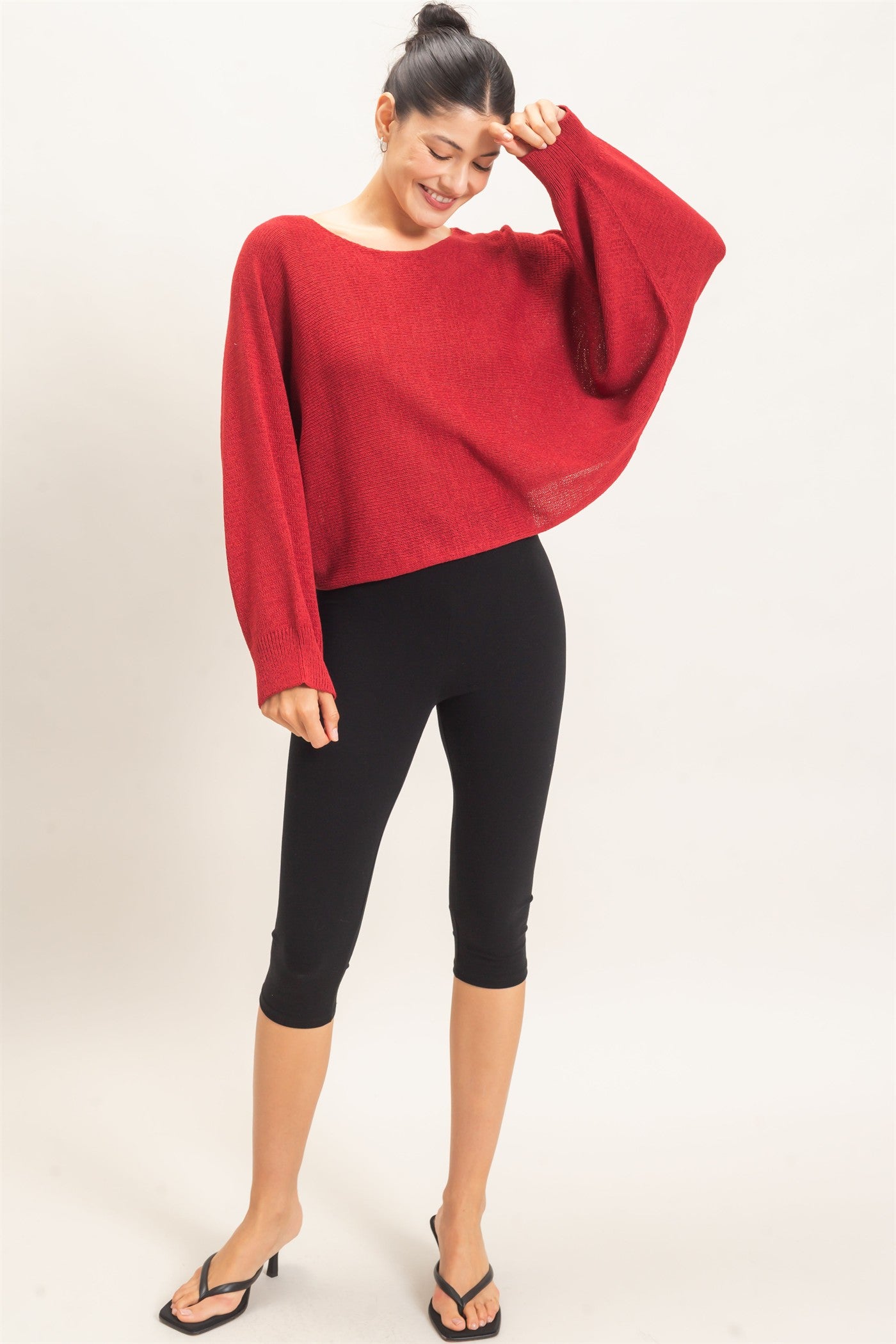 Wholesale Loose Knit Boat Neck Sweater Sweaters HF26E896 ROSE WINE HYFVE
