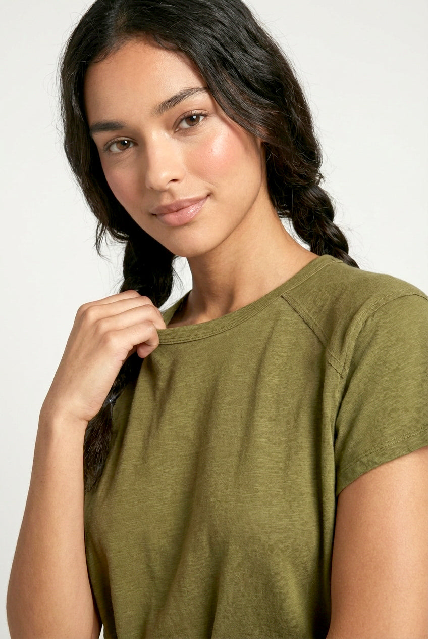 Wholesale Oversized T Shirt Clothing Tops DZ24A417 MOSS DOUBLE ZERO