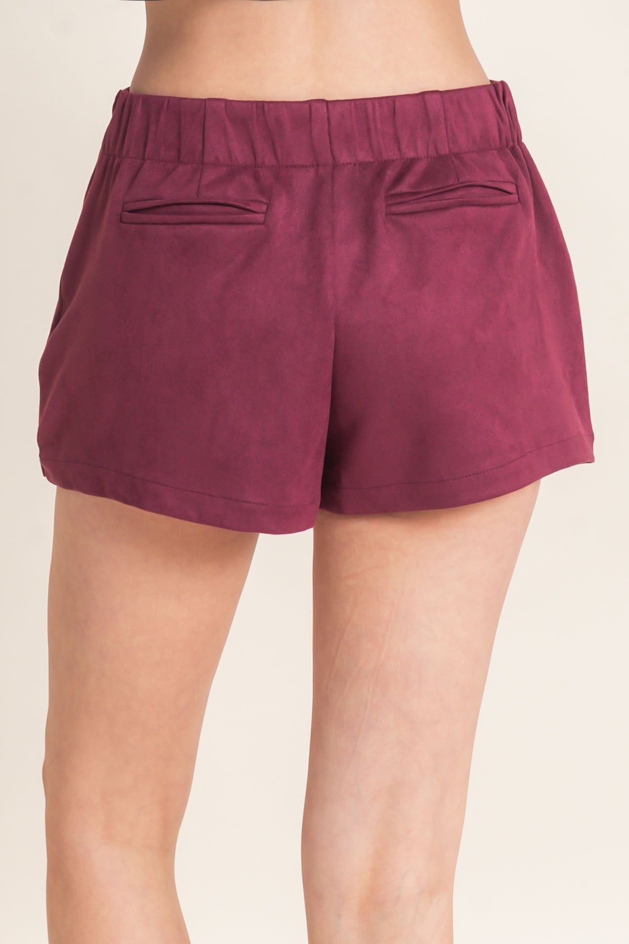 Wholesale Faux Suede Skort Skorts HF26F220 BURGUNDY HYFVE