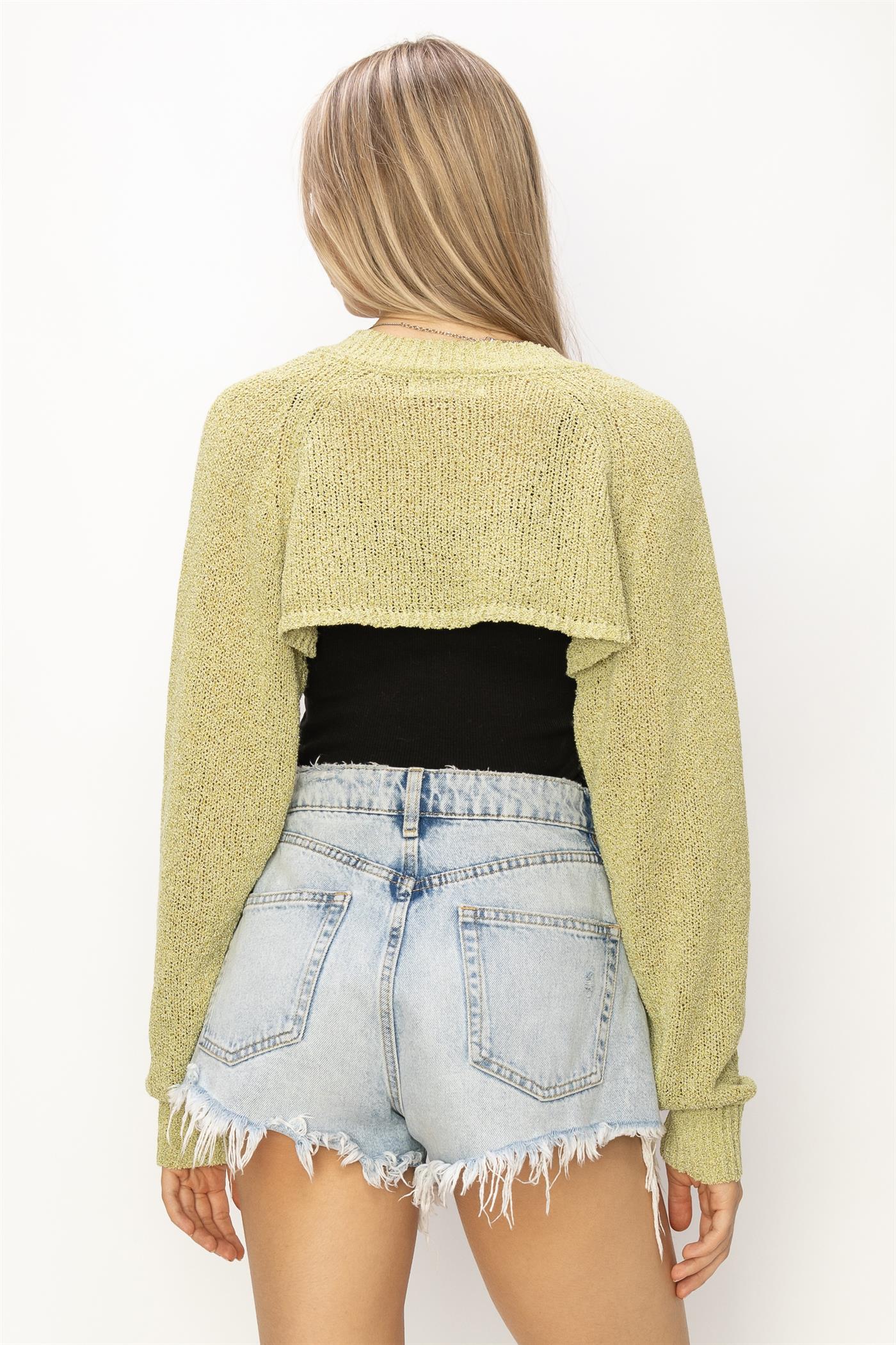 Wholesale Essential Long Sleeve Knit Bolero Clothing Tops DZ24C131 OLIVE DOUBLE ZERO