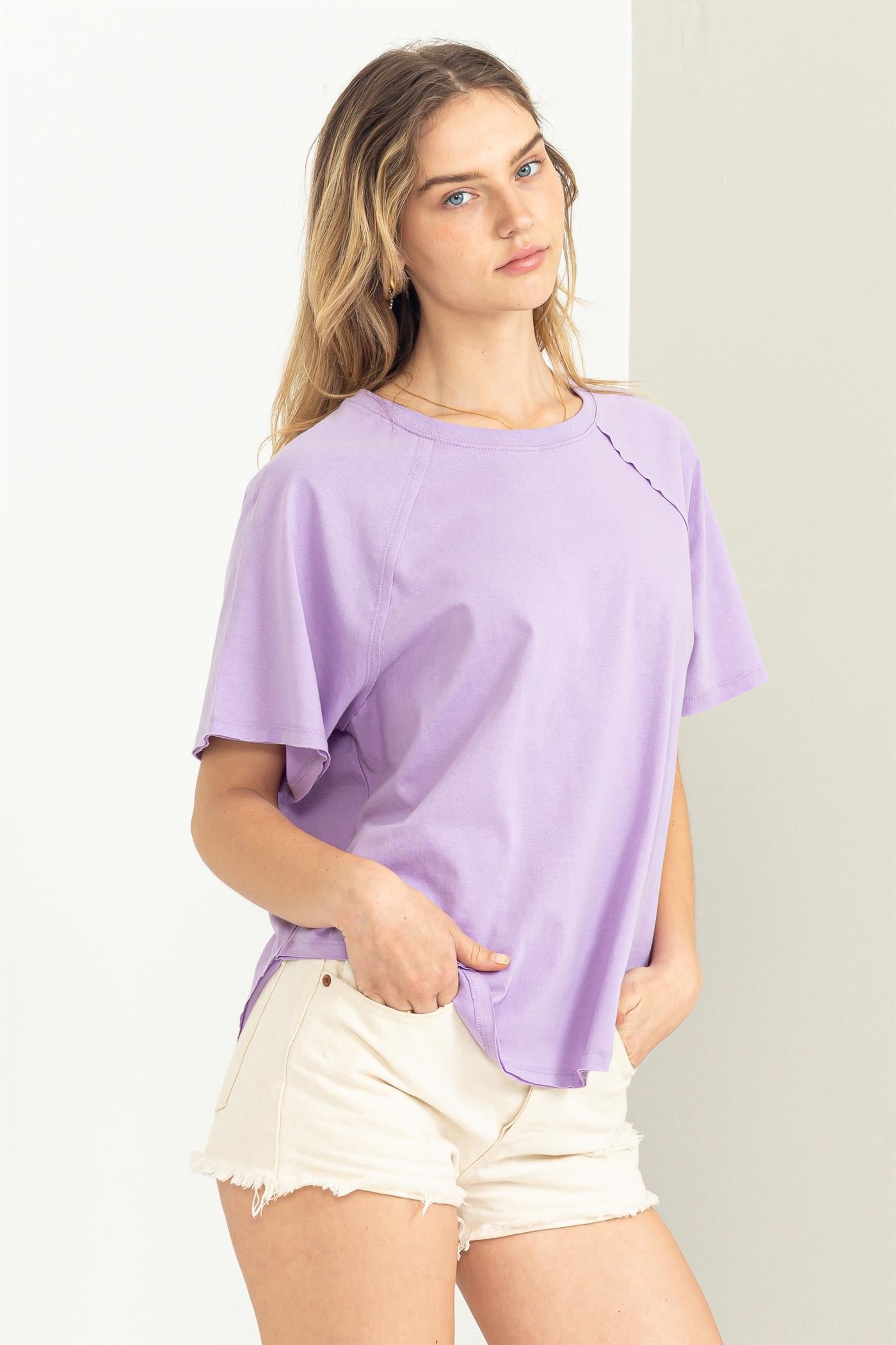 Wholesale Round Neck Curved Hem Short Sleeve T Shirt Clothing Tops DZ23C325 TARO HYFVE