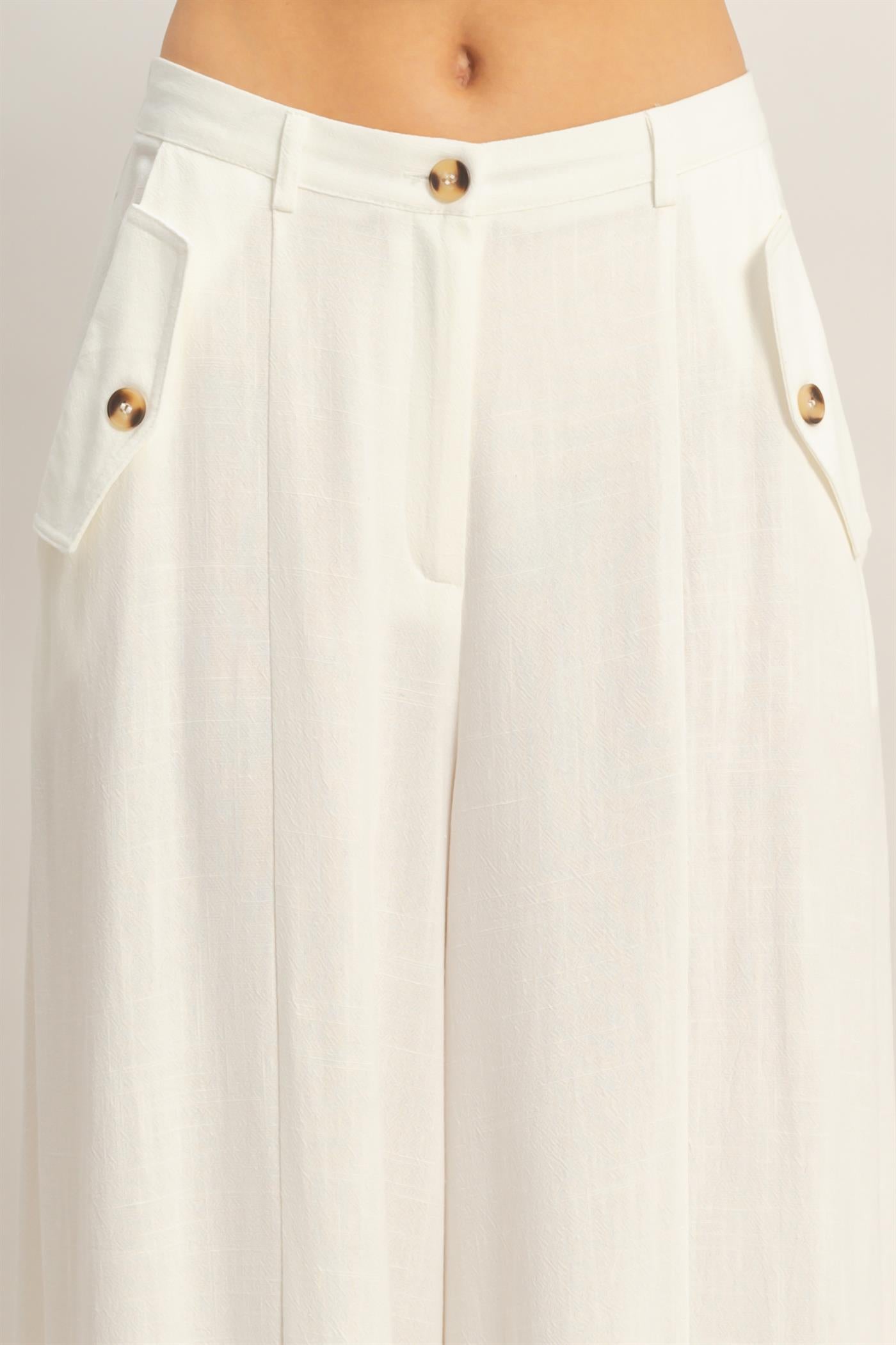 Wholesale Wide-Leg Flap Pocket Pants Pants HF26C302 OFF WHITE HYFVE