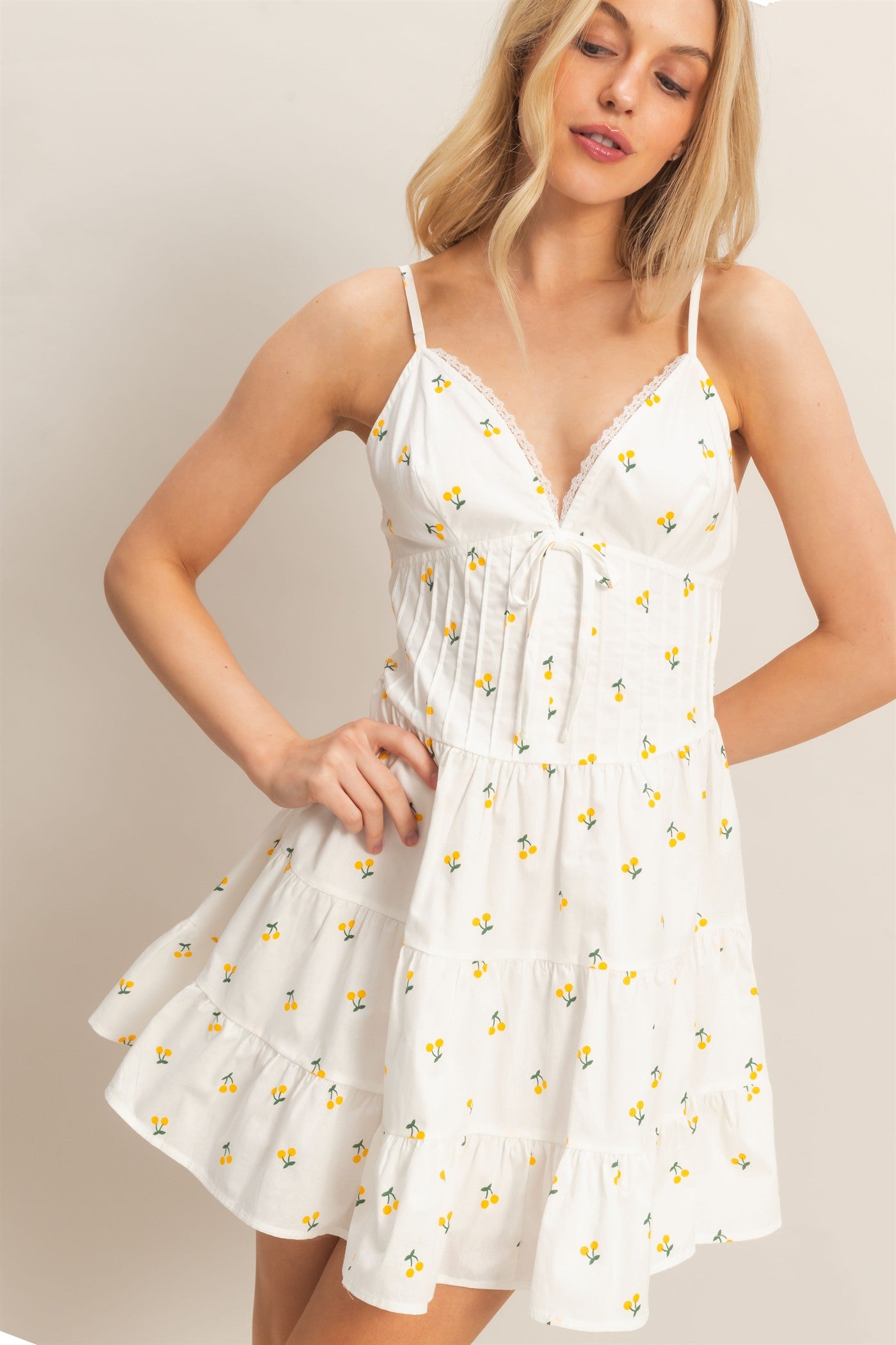 Wholesale Tiered Mini Dress Dresses HF26C008 YELLOW HYFVE