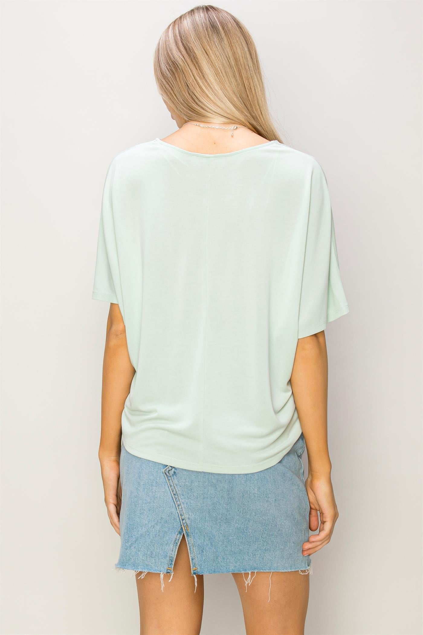 Wholesale D-Elbow Length Dolman Sleeve Top Clothing Tops DZ24C199-D MINT DOUBLE ZERO