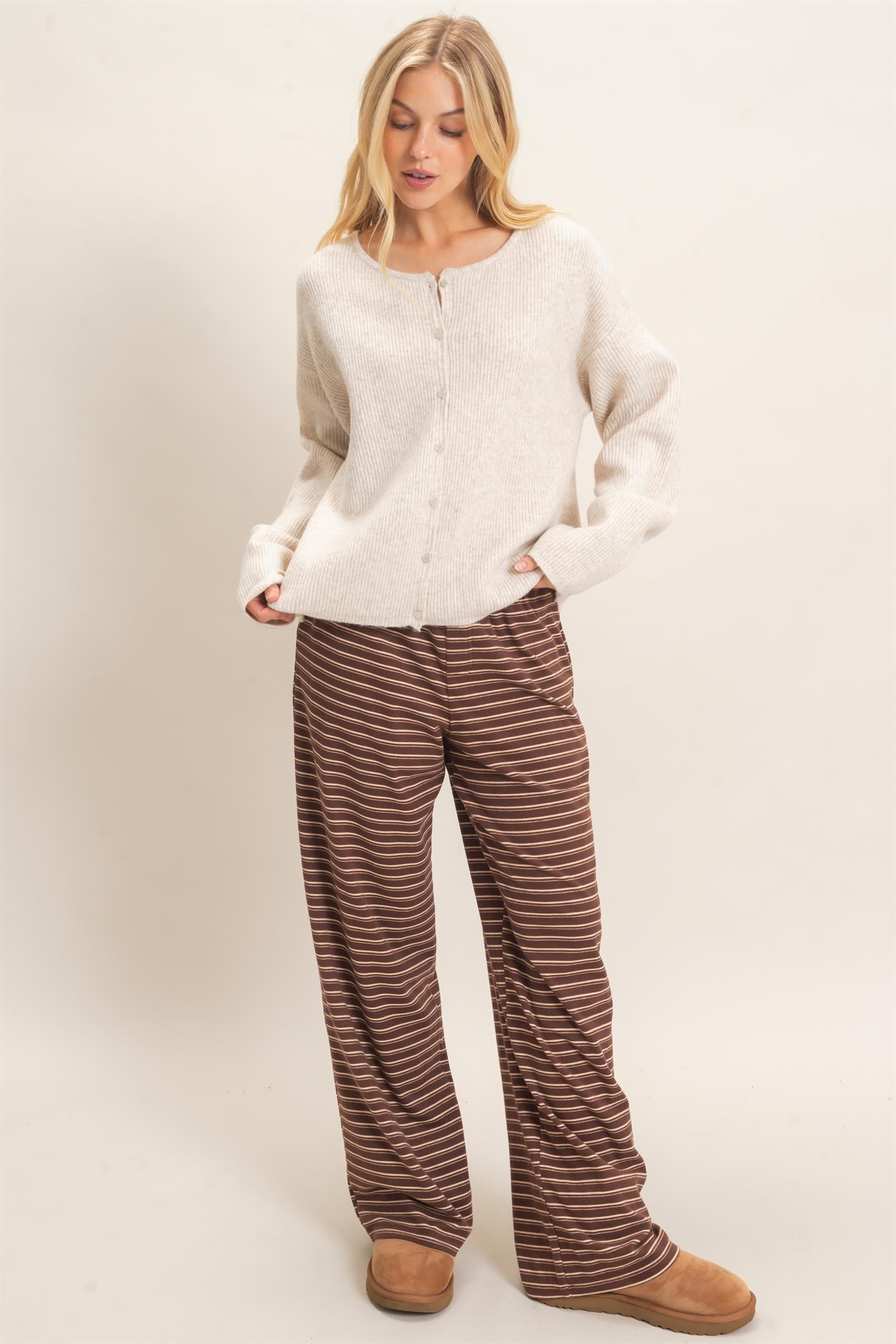 Wholesale Ribbed Cardigan Cardigans HF26E630 OATMEAL HYFVE