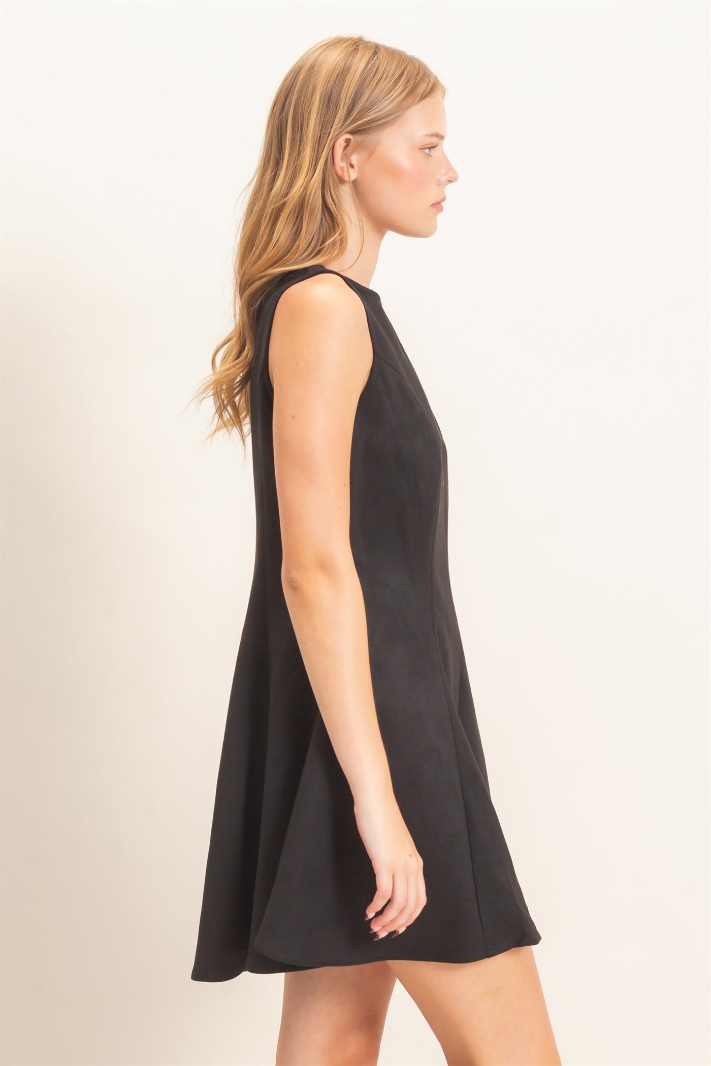 Wholesale Sleeveless Suede Mini Dress Dresses HF26F218 BLACK HYFVE