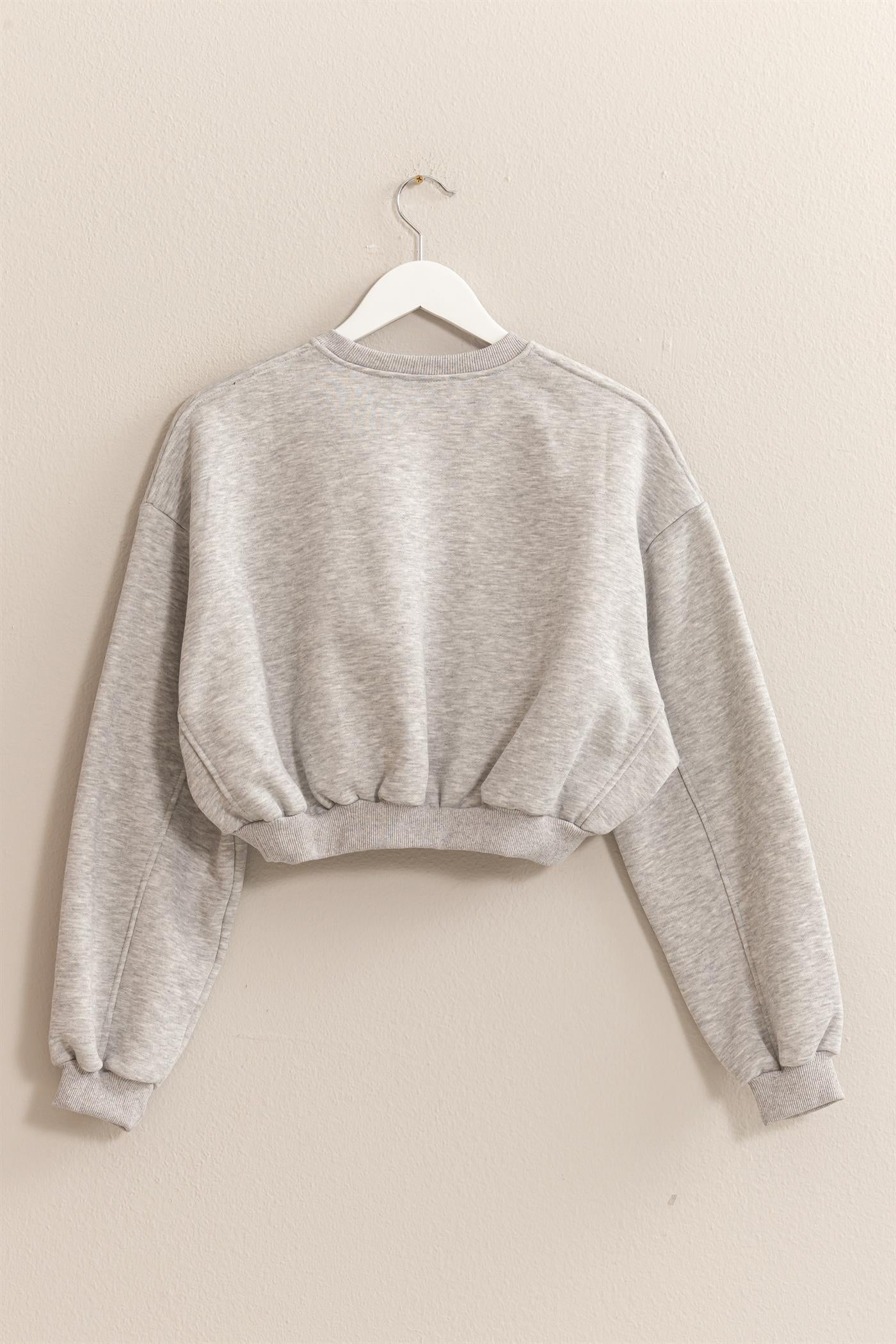 Wholesale Washed French Terry Cropped Sweatshirt Sweatshirts HF24E983 H.GREY HYFVE