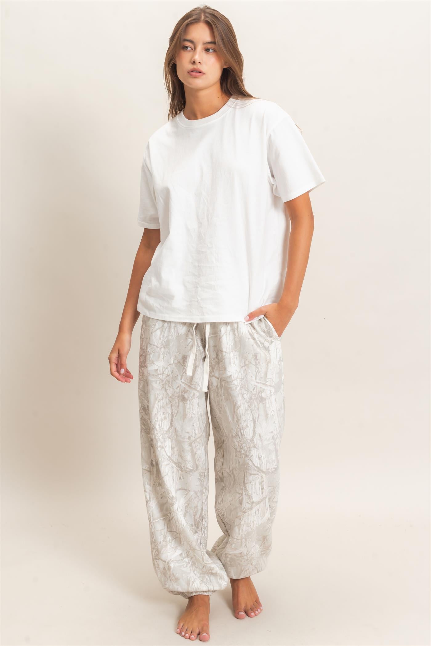 Wholesale Tree Camouflage Print Jogger Pants Pants DZ26E790 GRAY DOUBLE ZERO
