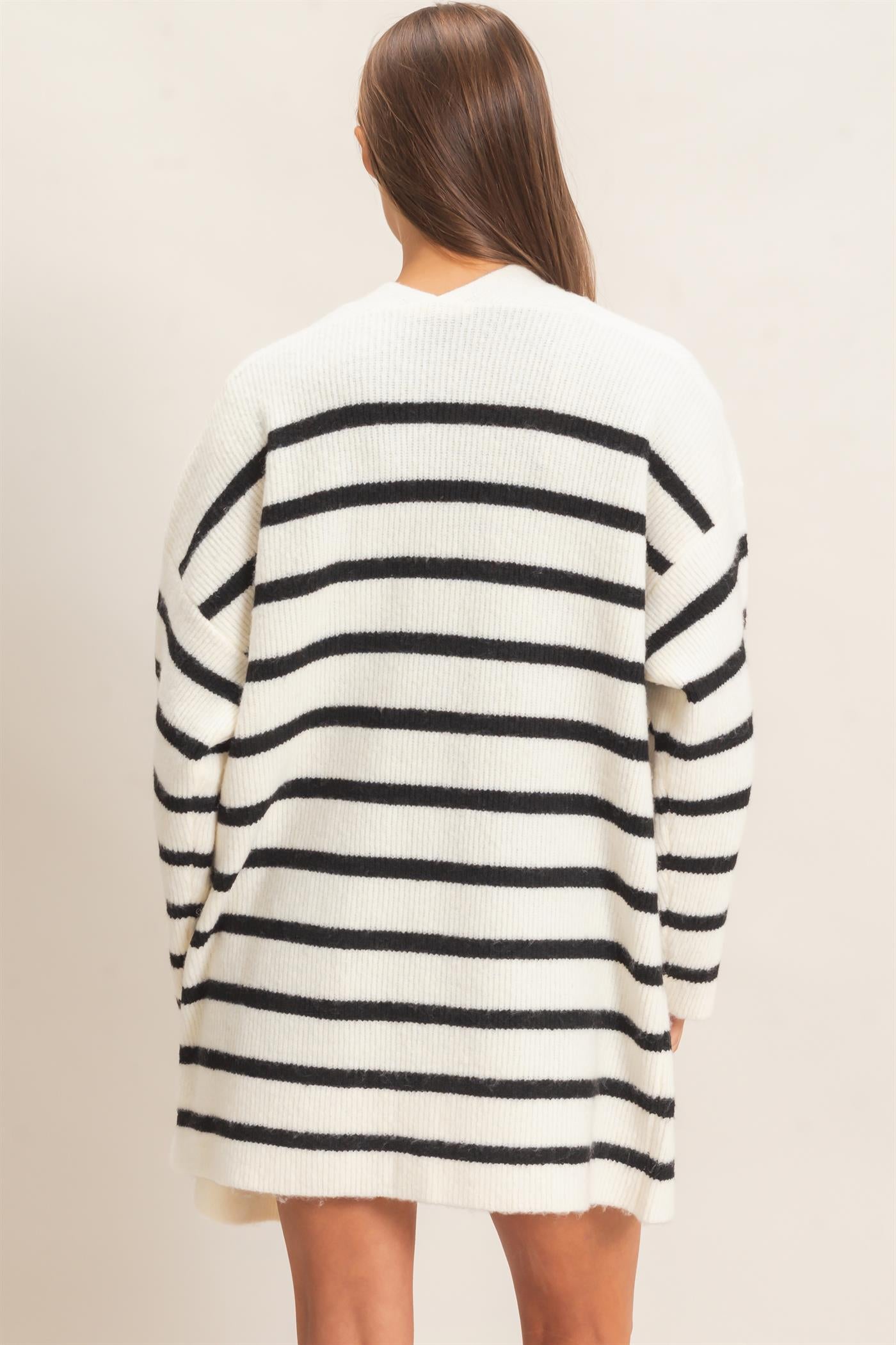Wholesale Open Front Stripe Cardigan Cardigans DZ26C342 CREAM DOUBLE ZERO