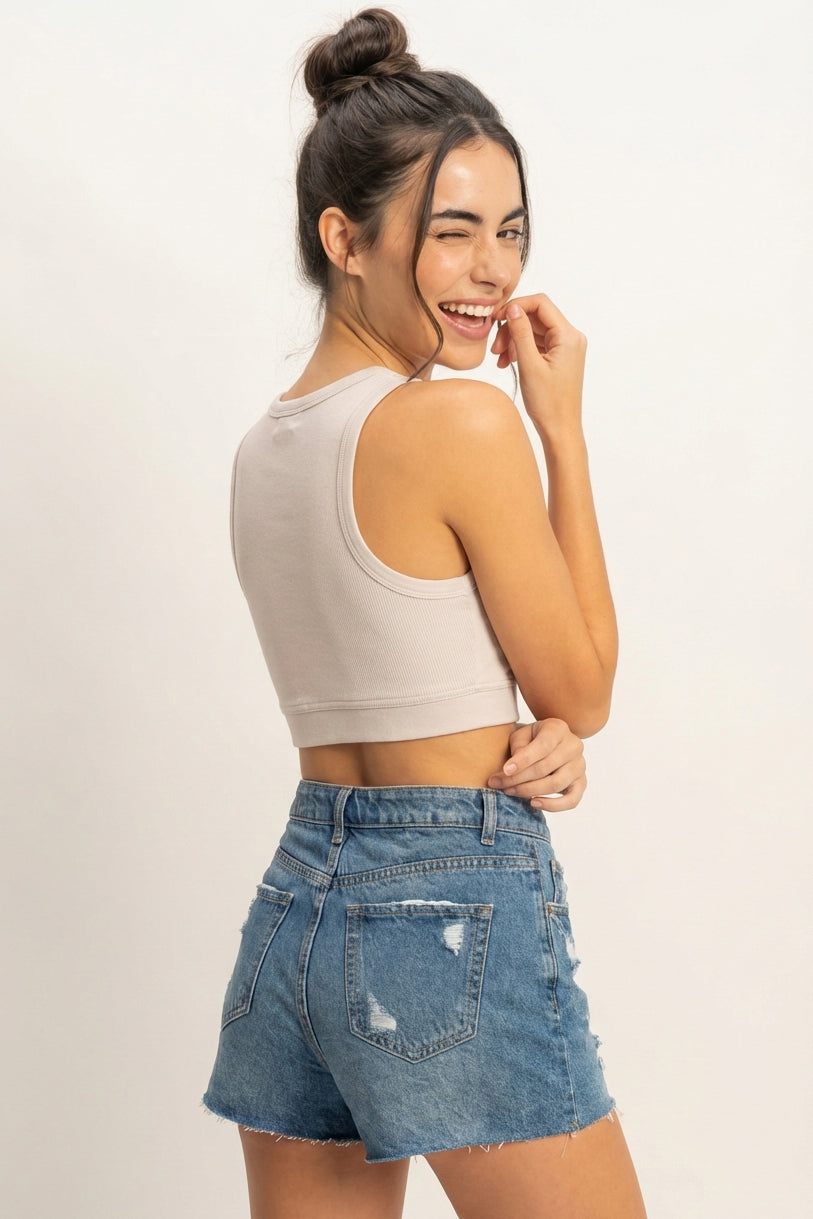 Wholesale Cropped Tank Top Clothing Tops DZ22E360 PASTEL VIOLET DOUBLE ZERO