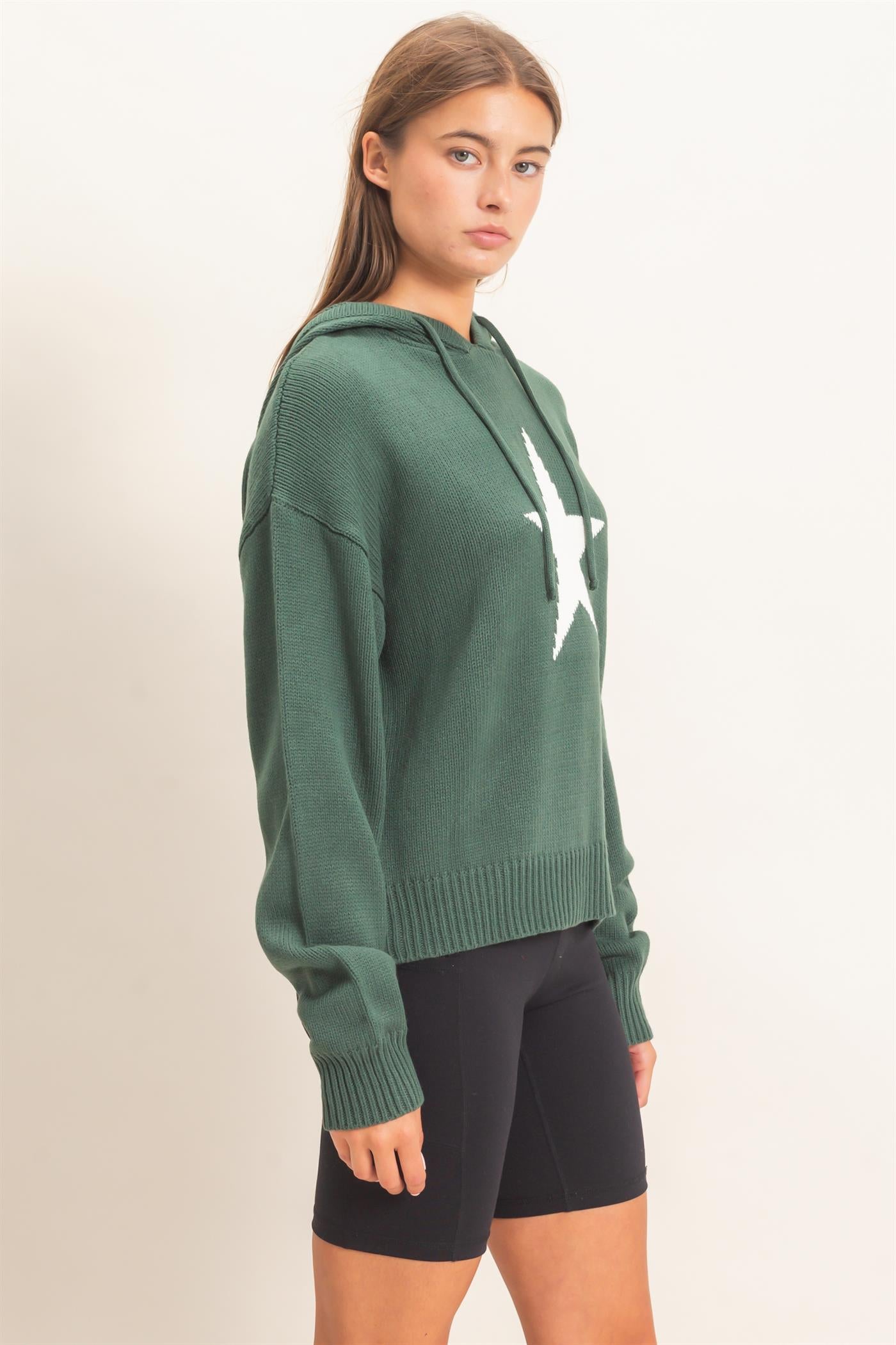 Wholesale Star Hooded Sweater Hoodies DZ26E811 DARK GREEN DOUBLE ZERO