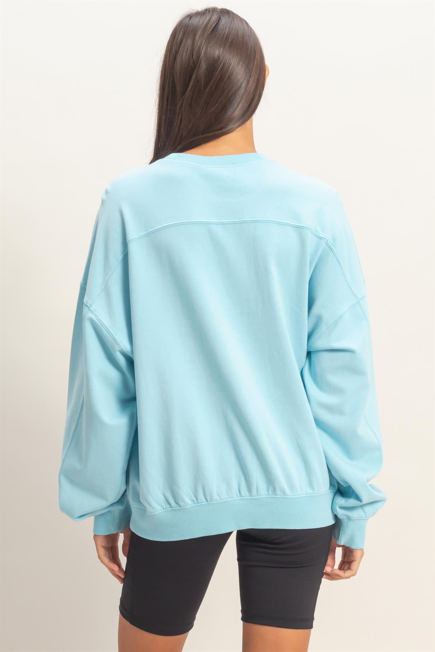 Wholesale Ribbed Crew Neck Sweatshirt Sweatshirts DZ26A265 BLUE DOUBLE ZERO