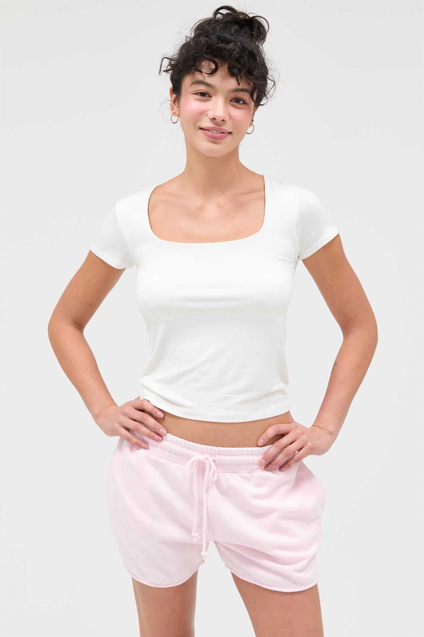 Wholesale Square Neck Cap Sleeve Top Clothing Tops DZ26A983 OFF WHITE DOUBLE ZERO