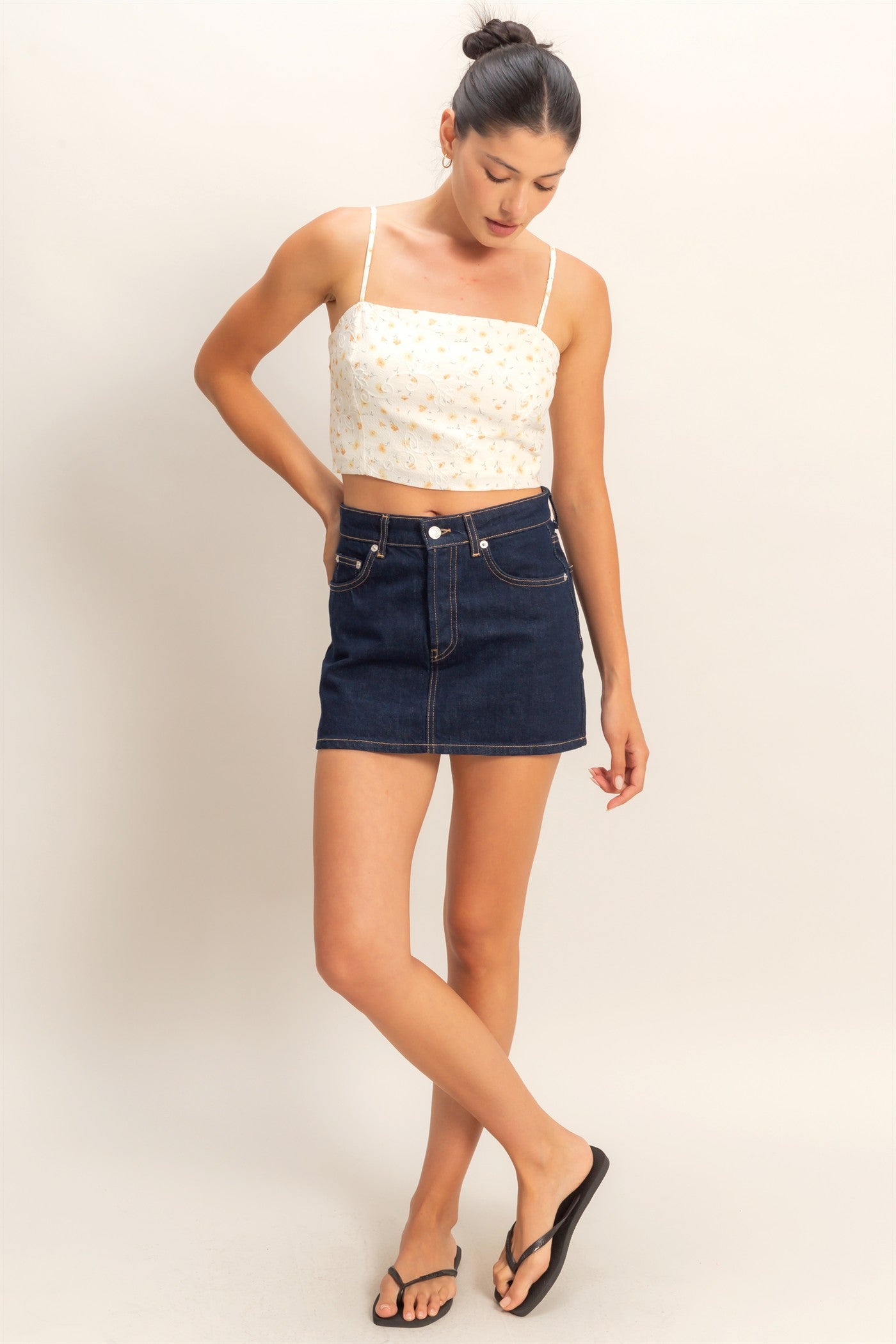 Wholesale Floral Embroidered Top Tank Tops HF26A149 YELLOW HYFVE