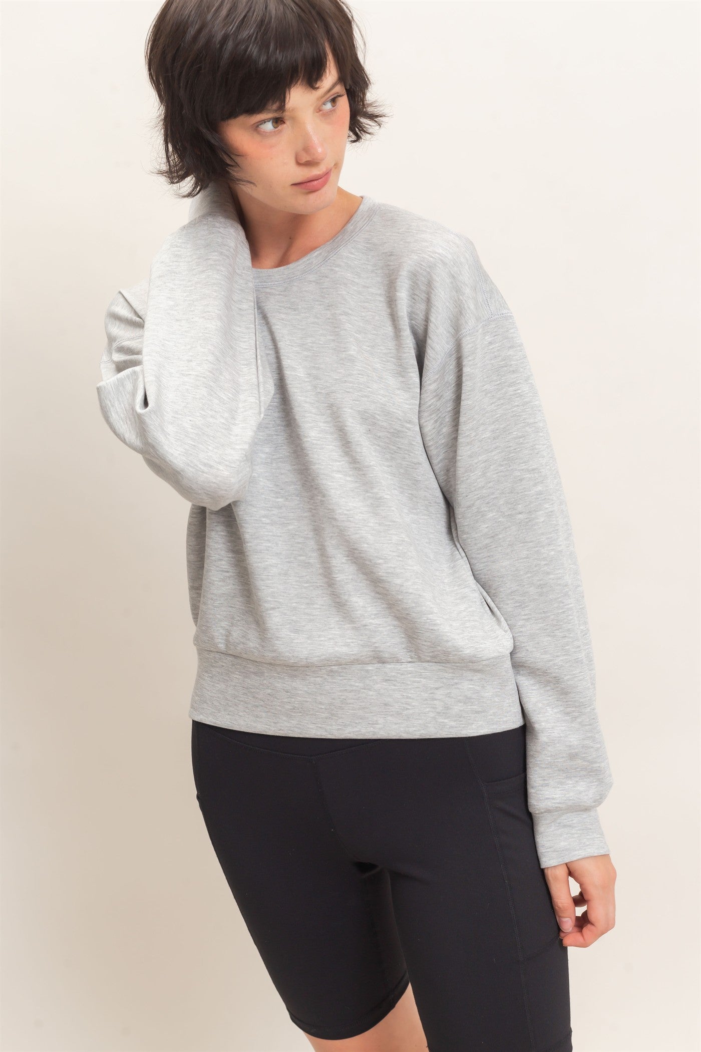 Wholesale Crew Neck Sweatshirt Sweatshirts DZ26C966 HEATHER GRAY DOUBLE ZERO