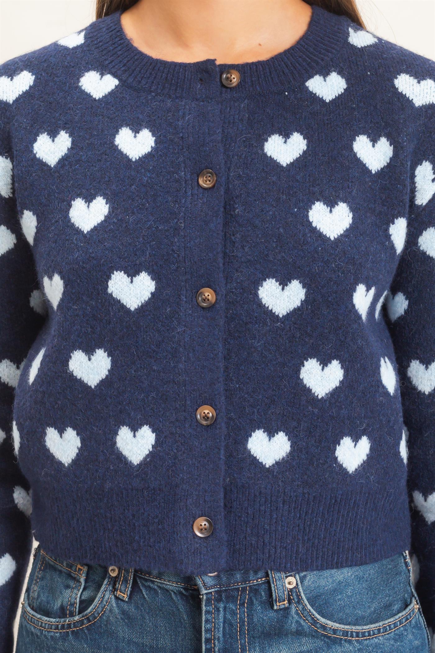 Wholesale Heart Pattern Cardigan Cardigans DZ26E320 NAVY DOUBLE ZERO