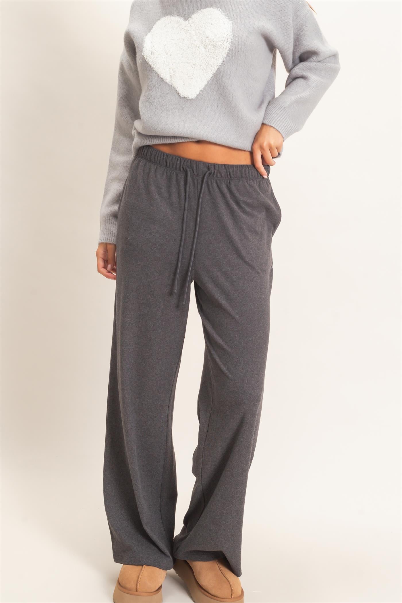 Wholesale Wide Leg Pants With Drawcord Pants DZ26E288 BLACK DOUBLE ZERO