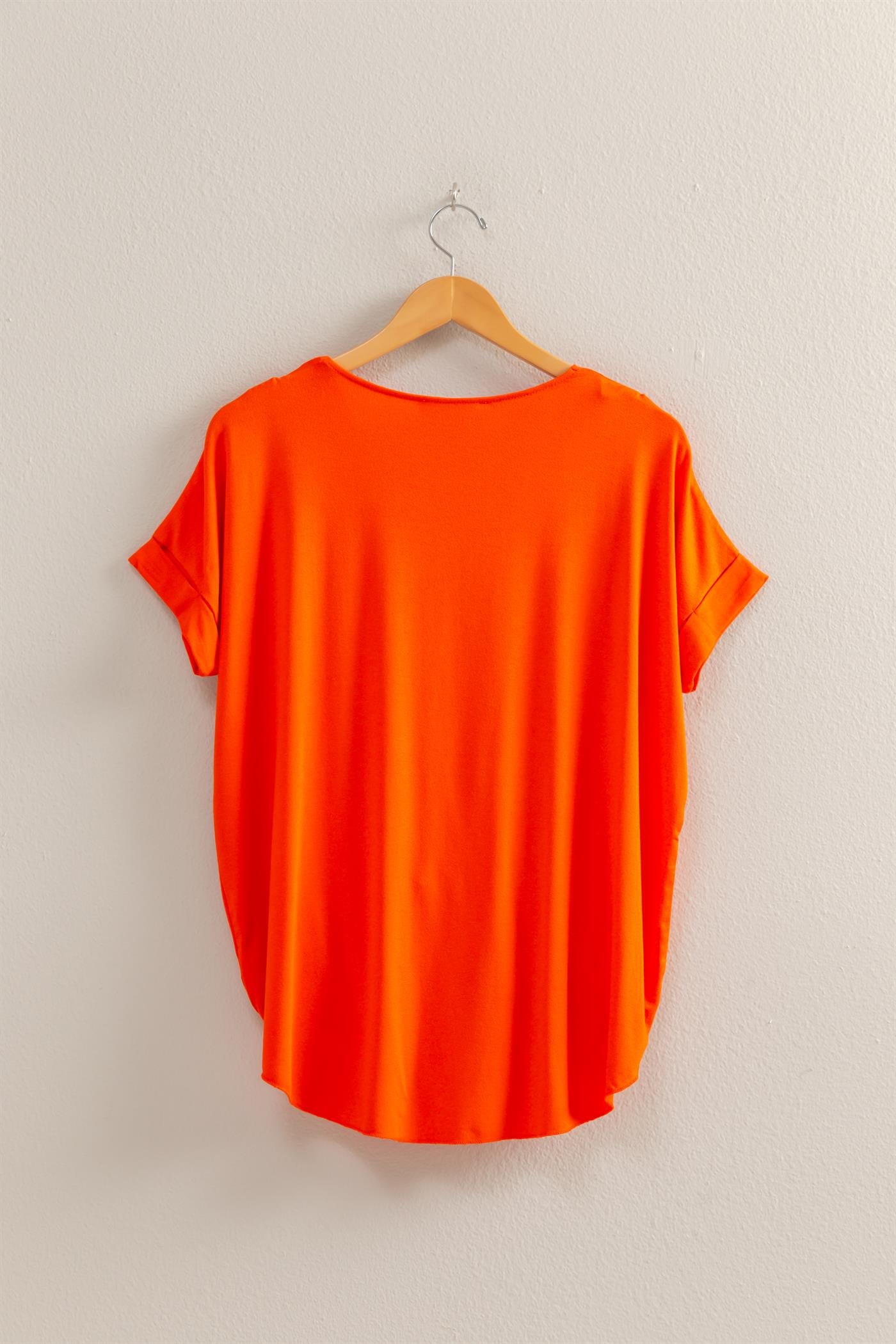 Wholesale Short Sleeve Surplice Top Clothing Tops DZ25E289 TOMATO DOUBLE ZERO