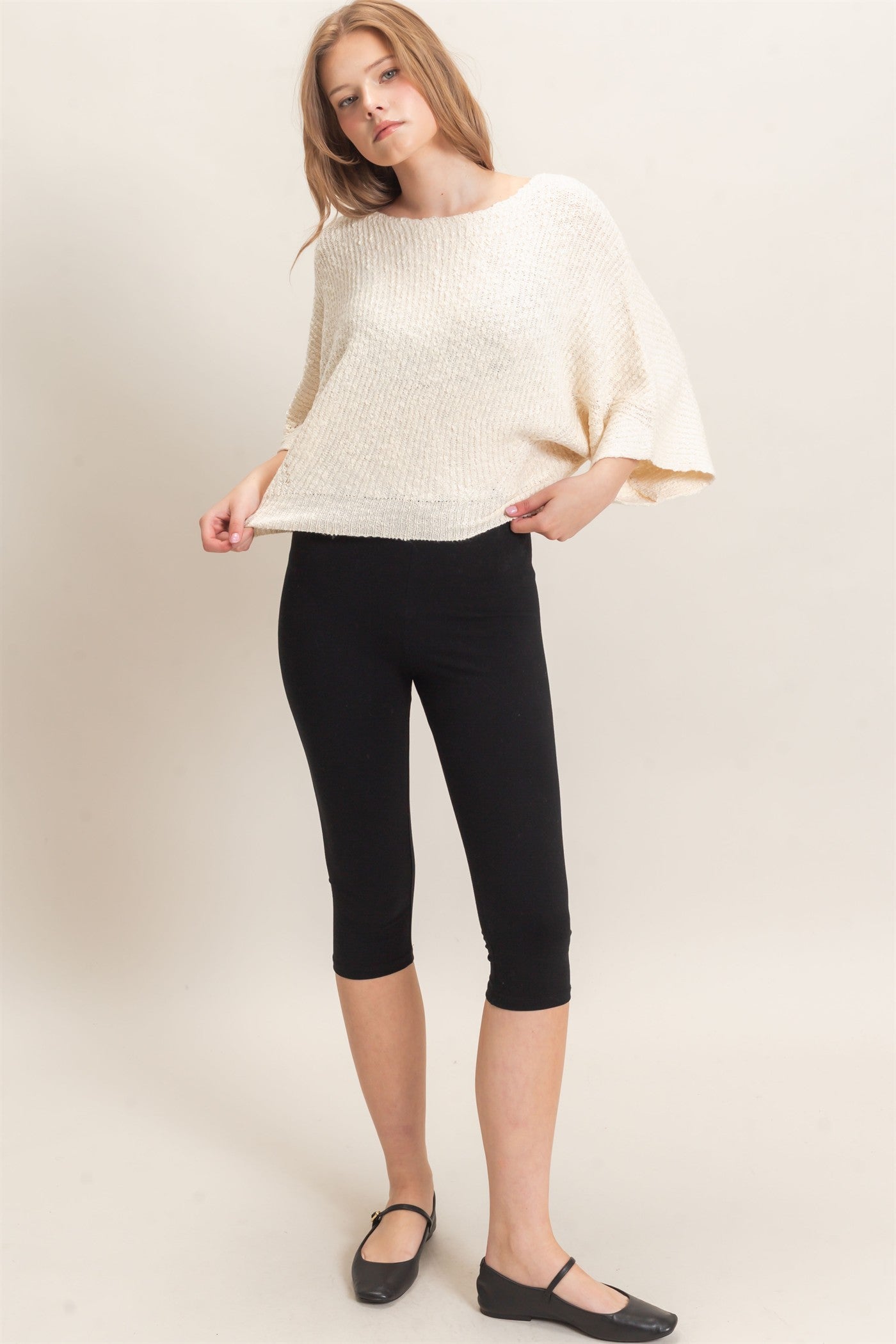 Wholesale Ribbed Boat Neck Sweater Sweaters HF26F201 CREAM HYFVE