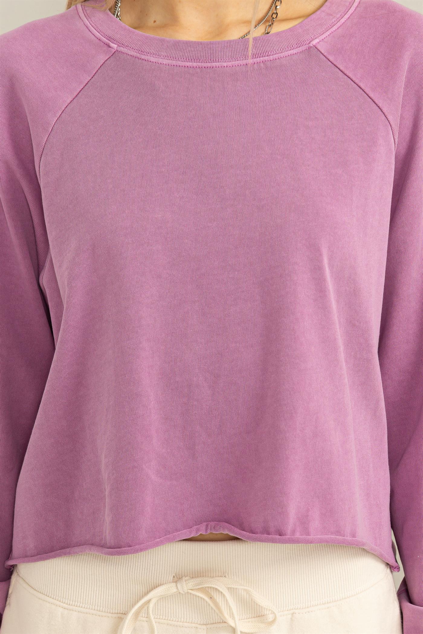 Wholesale Raglan Long Sleeve Top Clothing Tops DZ23G286 VINTAGE PLUM DOUBLE ZERO