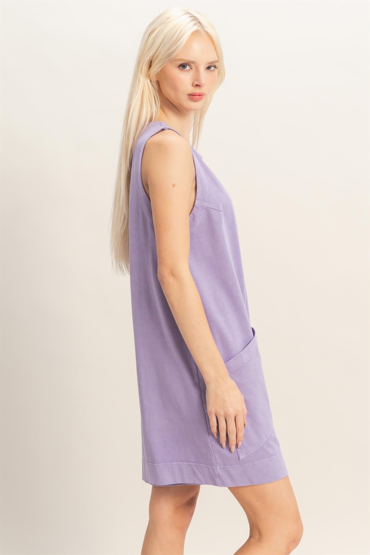 Wholesale Pocket Detail Sleeveless Romper Clothing DZ26A327 DUSTY PURPLE DOUBLE ZERO