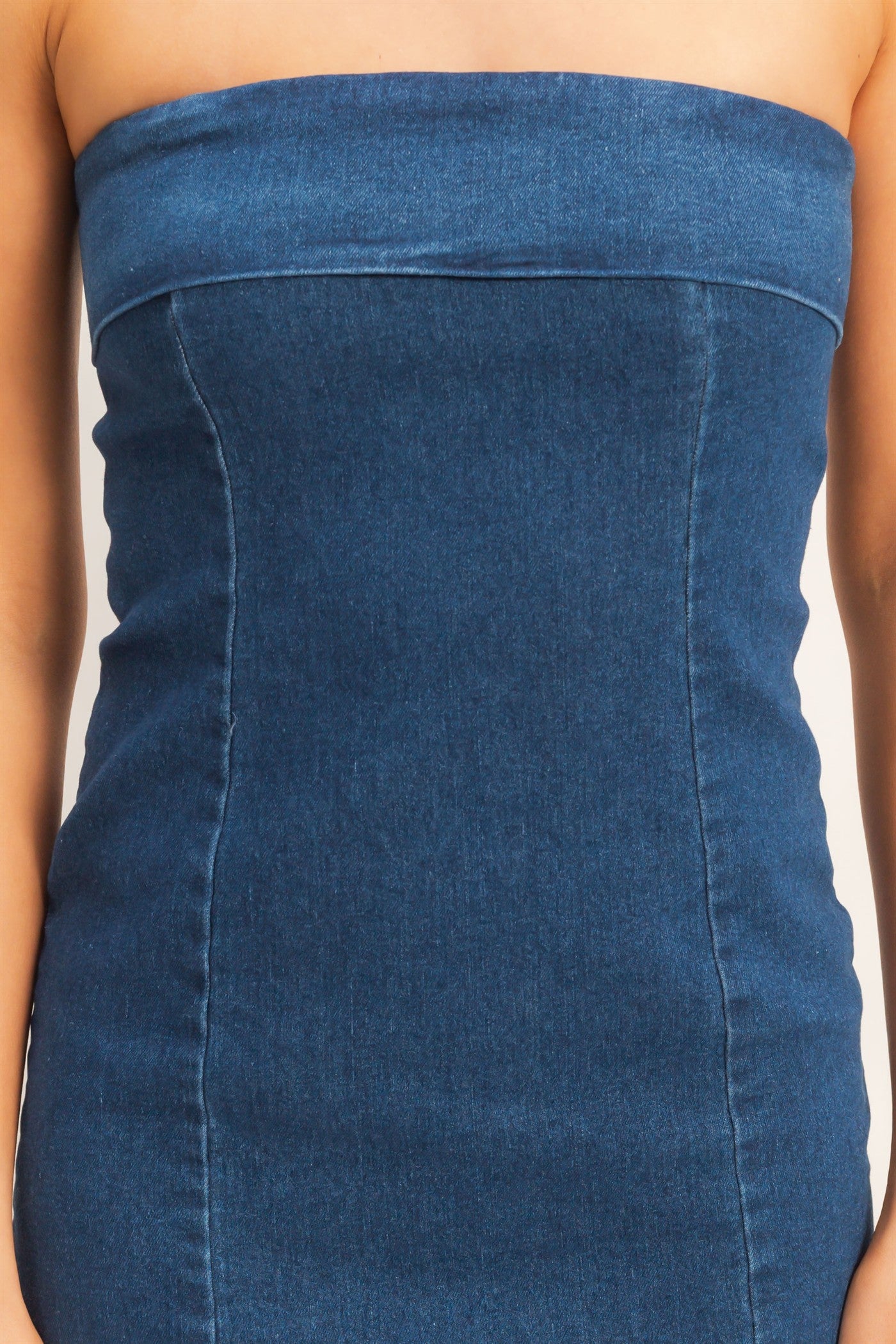 Wholesale Denim Tube Dress Dresses HF25F206 D.DENIM HYFVE